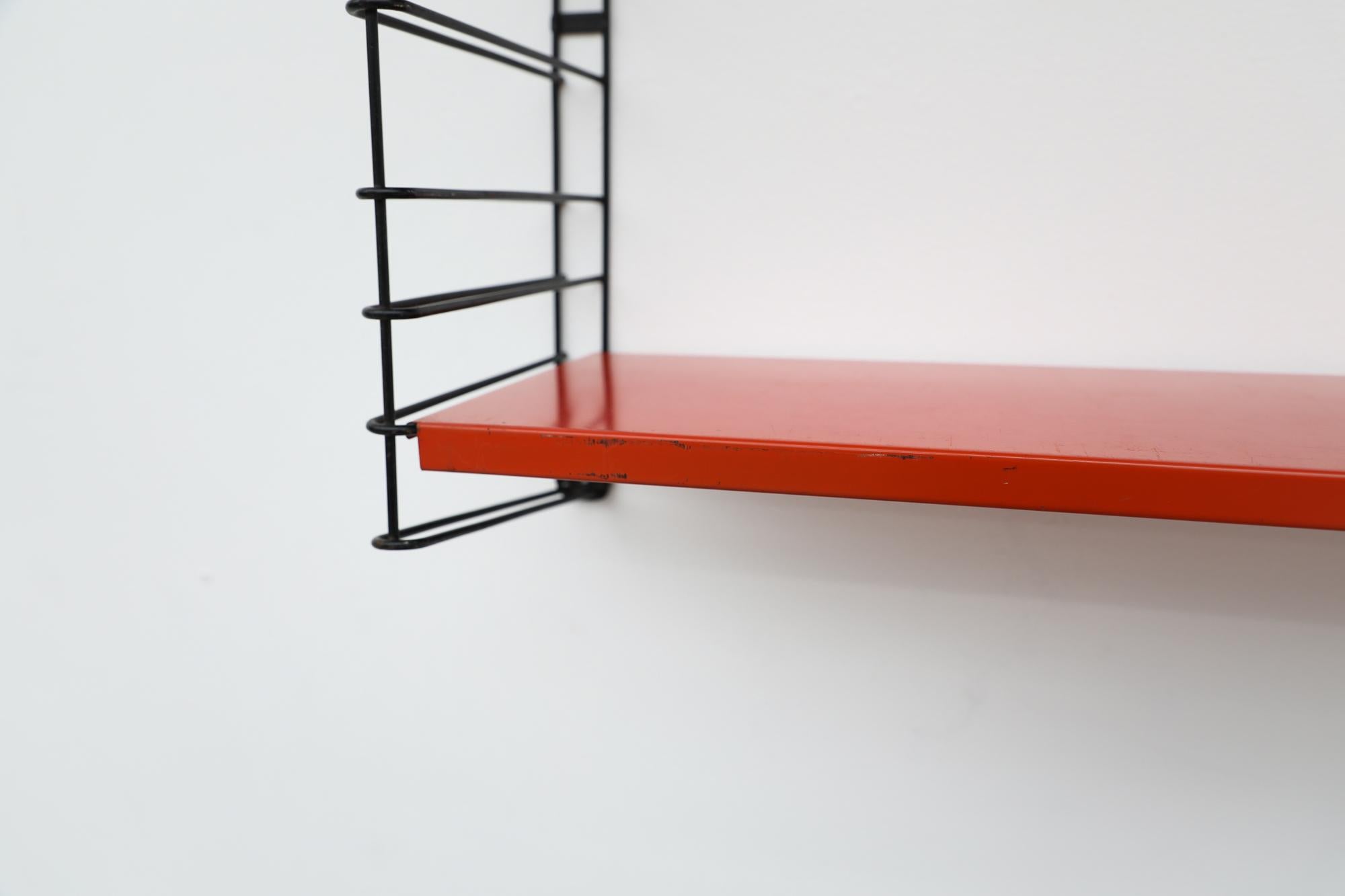 Enameled Mid-Century Tomado Red and Blue Industrial Shelving Unit