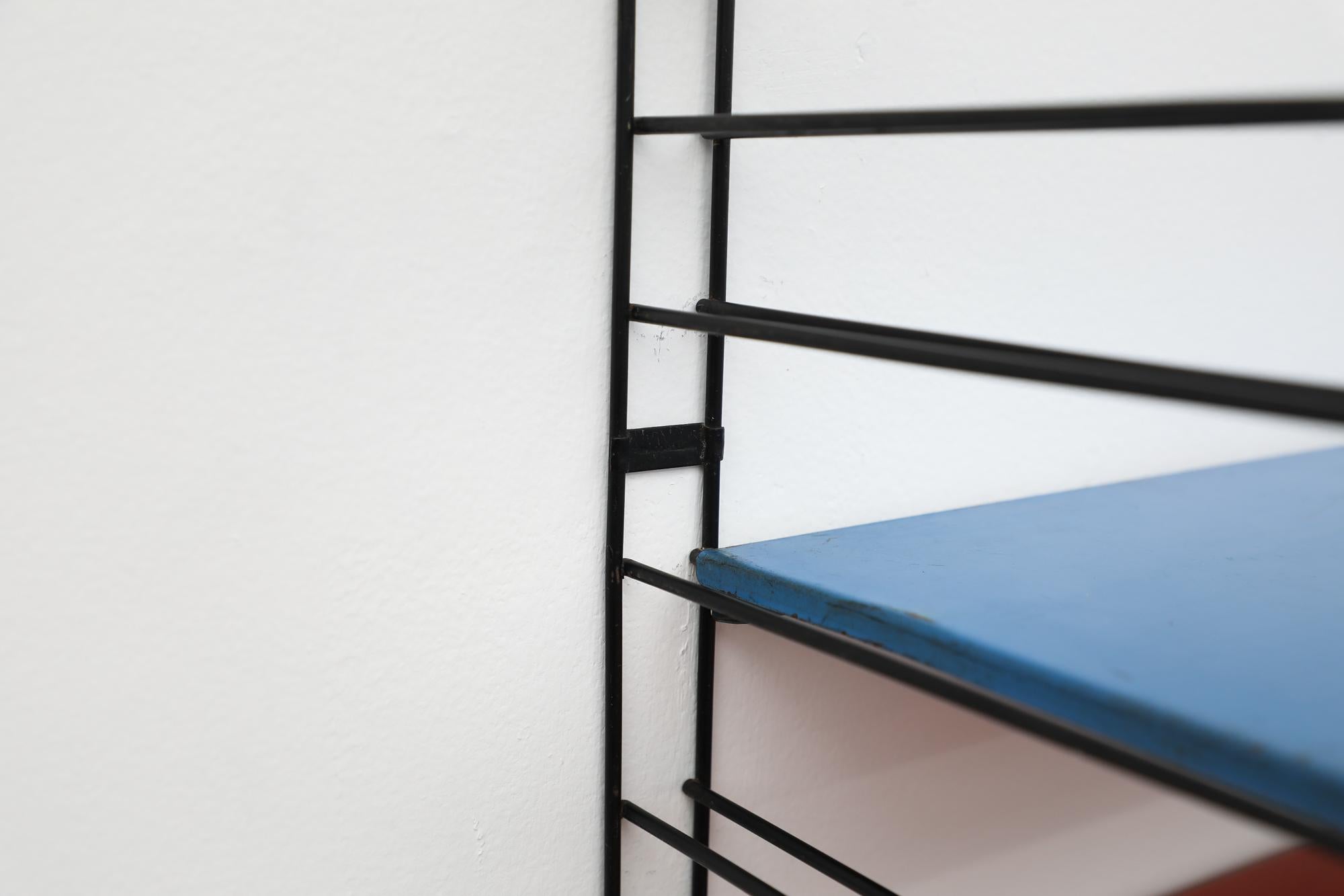Mid-Century Tomado Red and Blue Industrial Shelving Unit In Good Condition In Los Angeles, CA