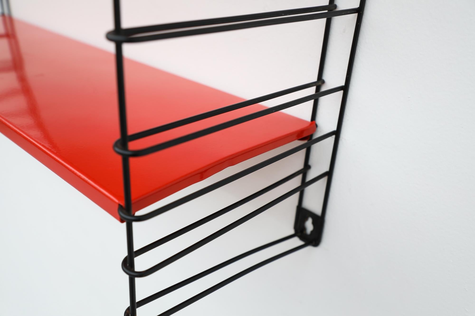 Metal Midcentury Tomado Red and Orange Industrial Three Shelf Shelving Unit