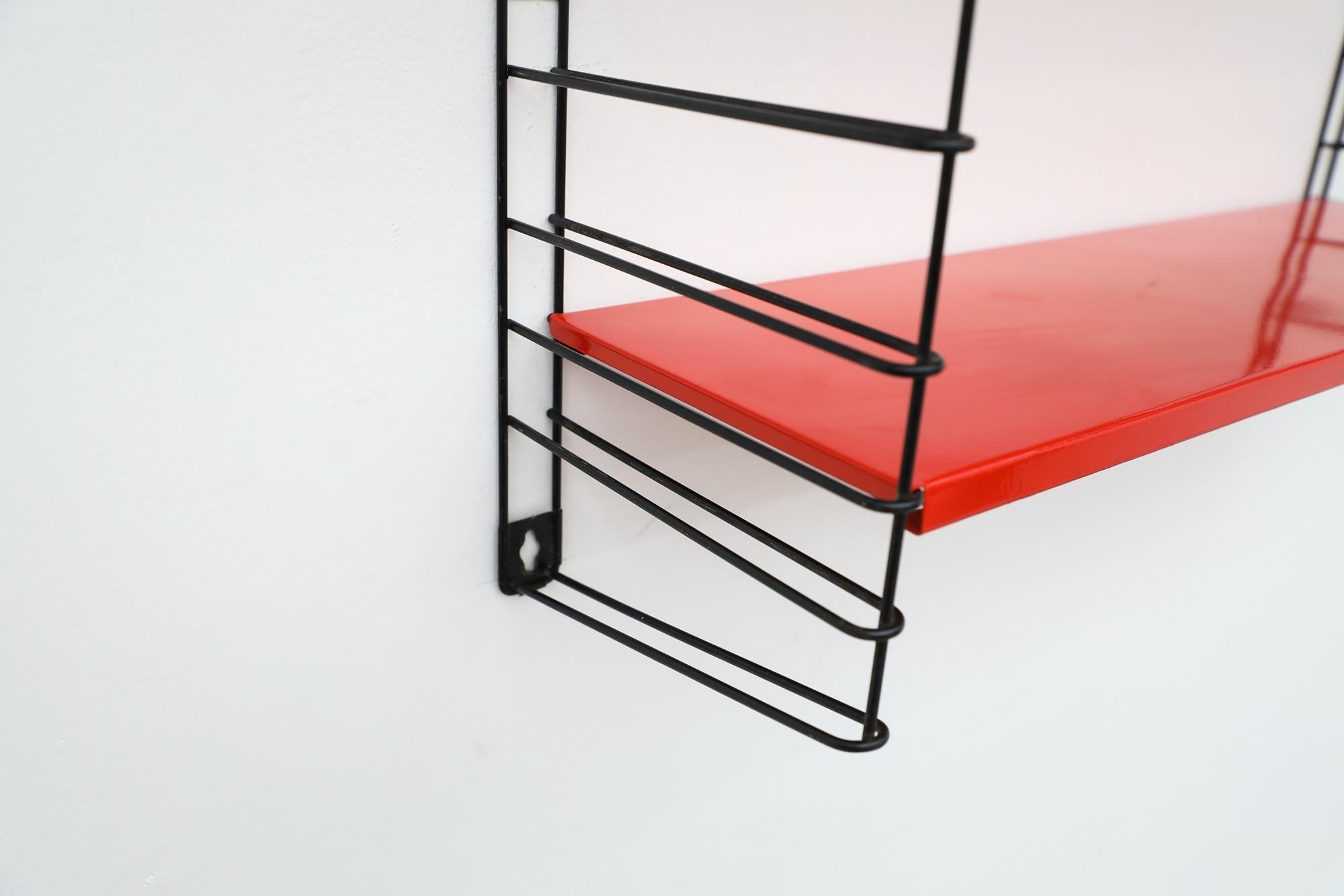 Midcentury Tomado Red and Orange Industrial Three Shelf Shelving Unit 1