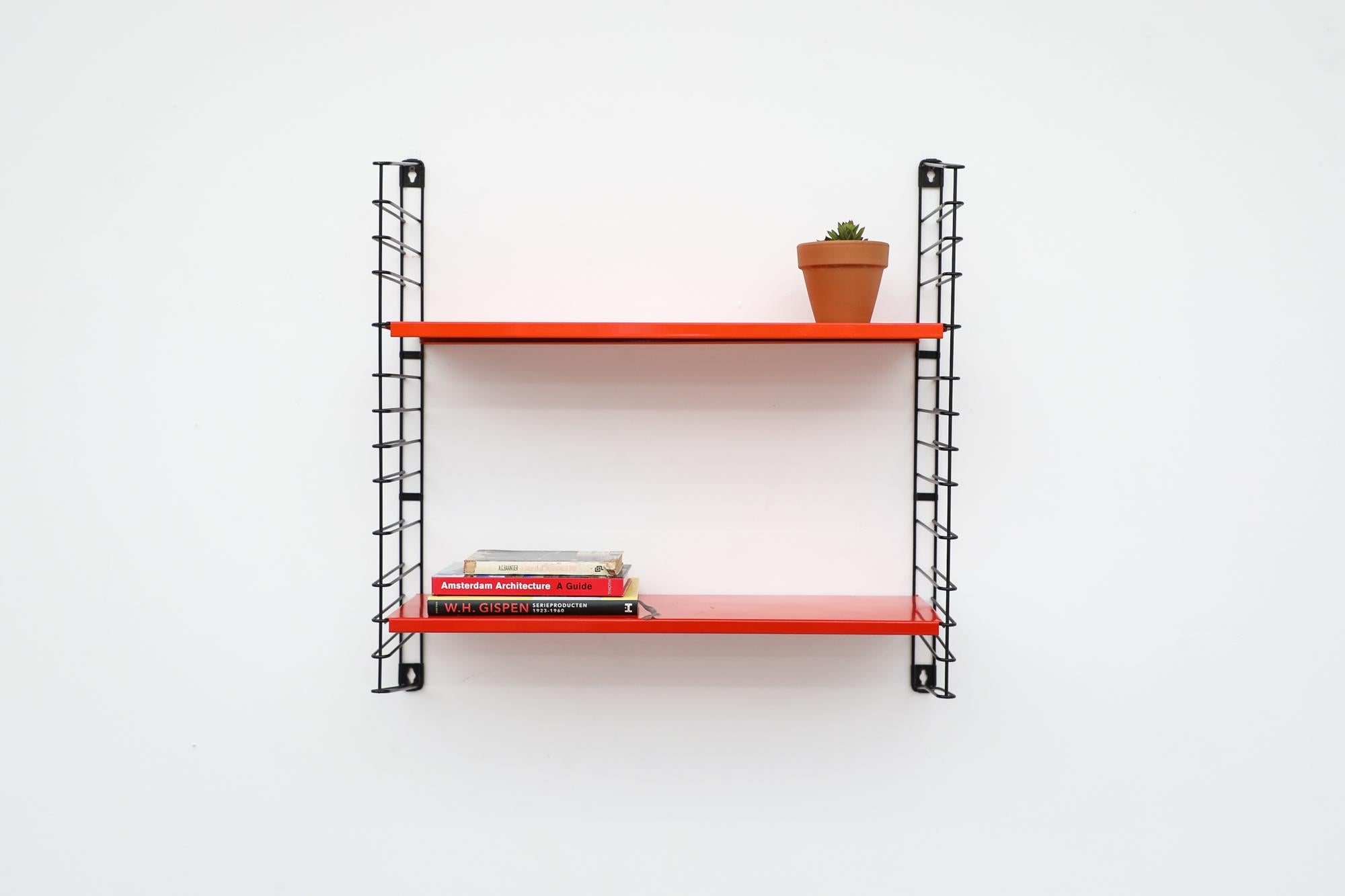Midcentury Tomado Red and Orange Industrial Three Shelf Shelving Unit 2