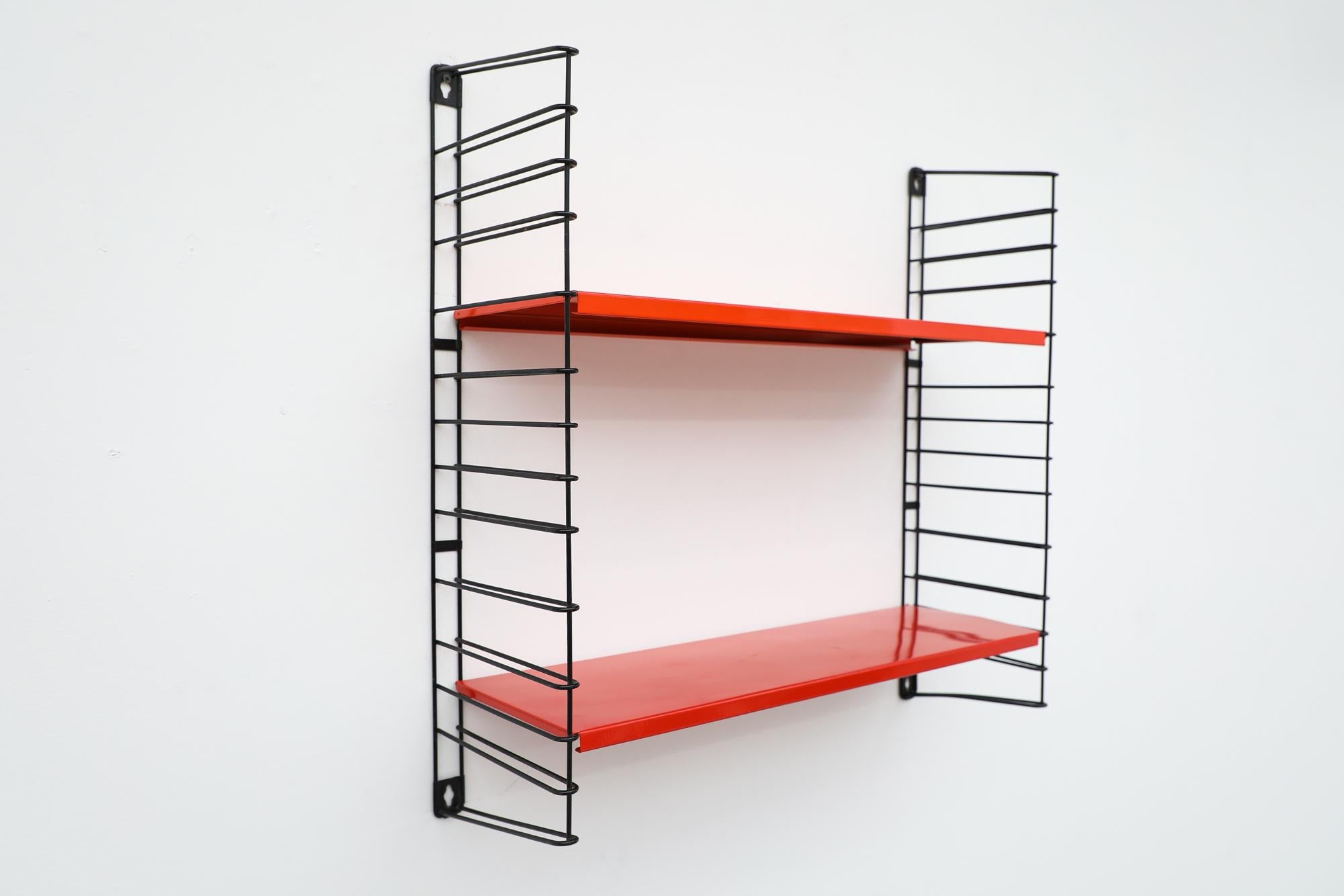Mid-Century Modern Midcentury Tomado Red and Orange Industrial Three Shelf Shelving Unit