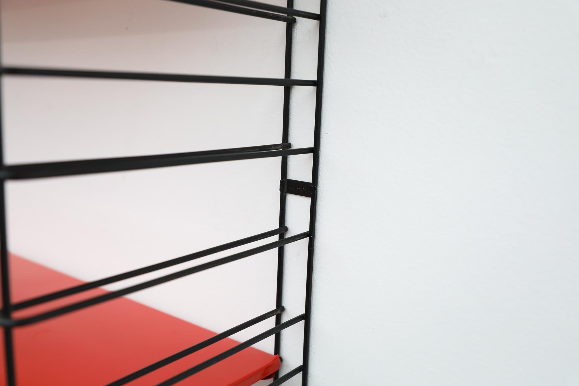 Midcentury Tomado Red and Orange Industrial Three Shelf Shelving Unit In Good Condition In Los Angeles, CA