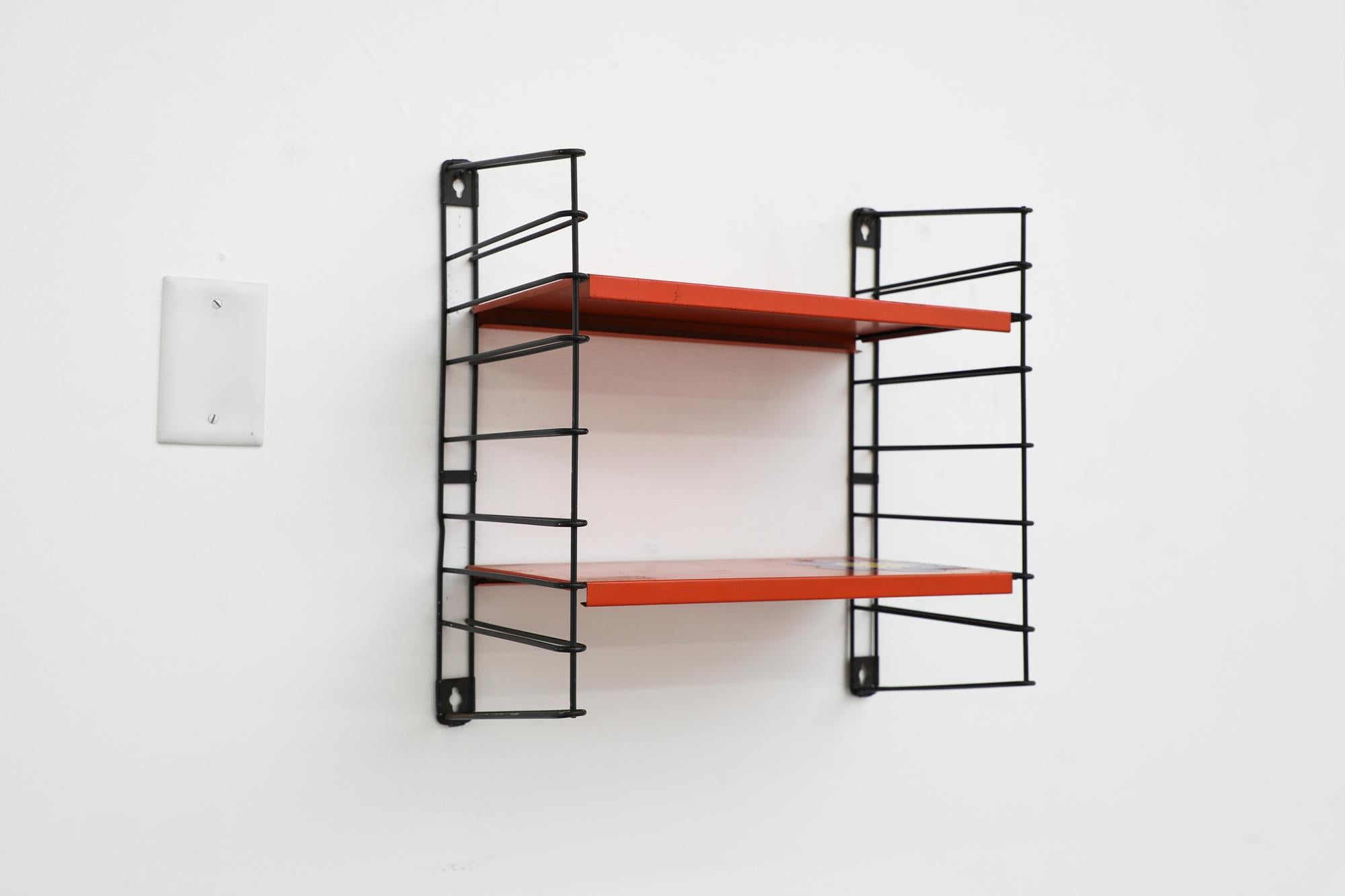 Mid-Century Modern Mid-Century TOMADO Red Industrial Shelving Unit with Flower Sticker For Sale