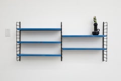 Mid-Century TOMADO Style Blue 5 Shelf 2 Section Shelving Unit