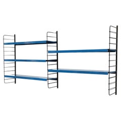 Used Mid-Century TOMADO Style Blue 5 Shelf 2 Section Shelving Unit