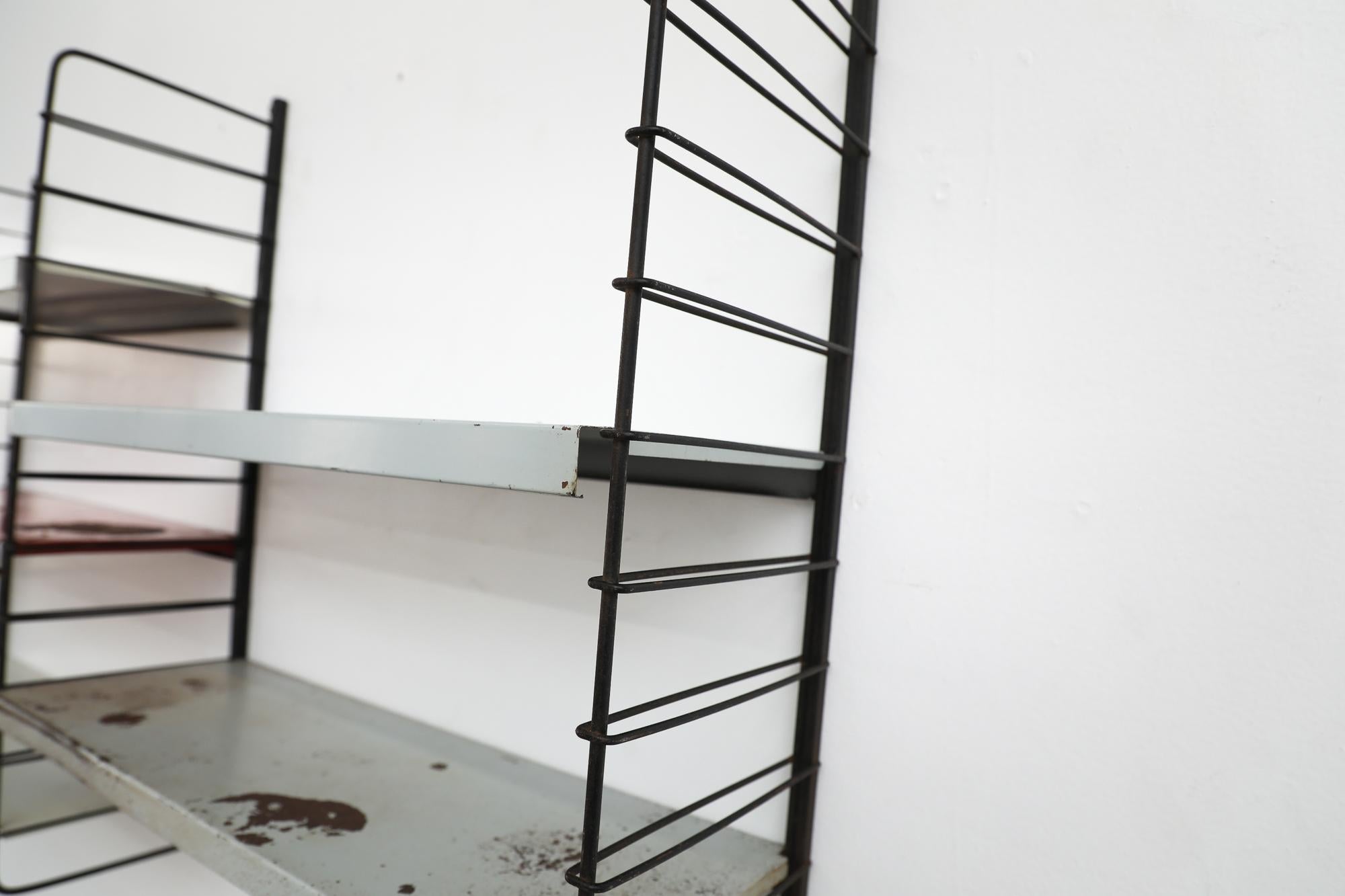 Mid-Century TOMADO Style Grey 5 Shelf 2 Section Shelving Unit 2