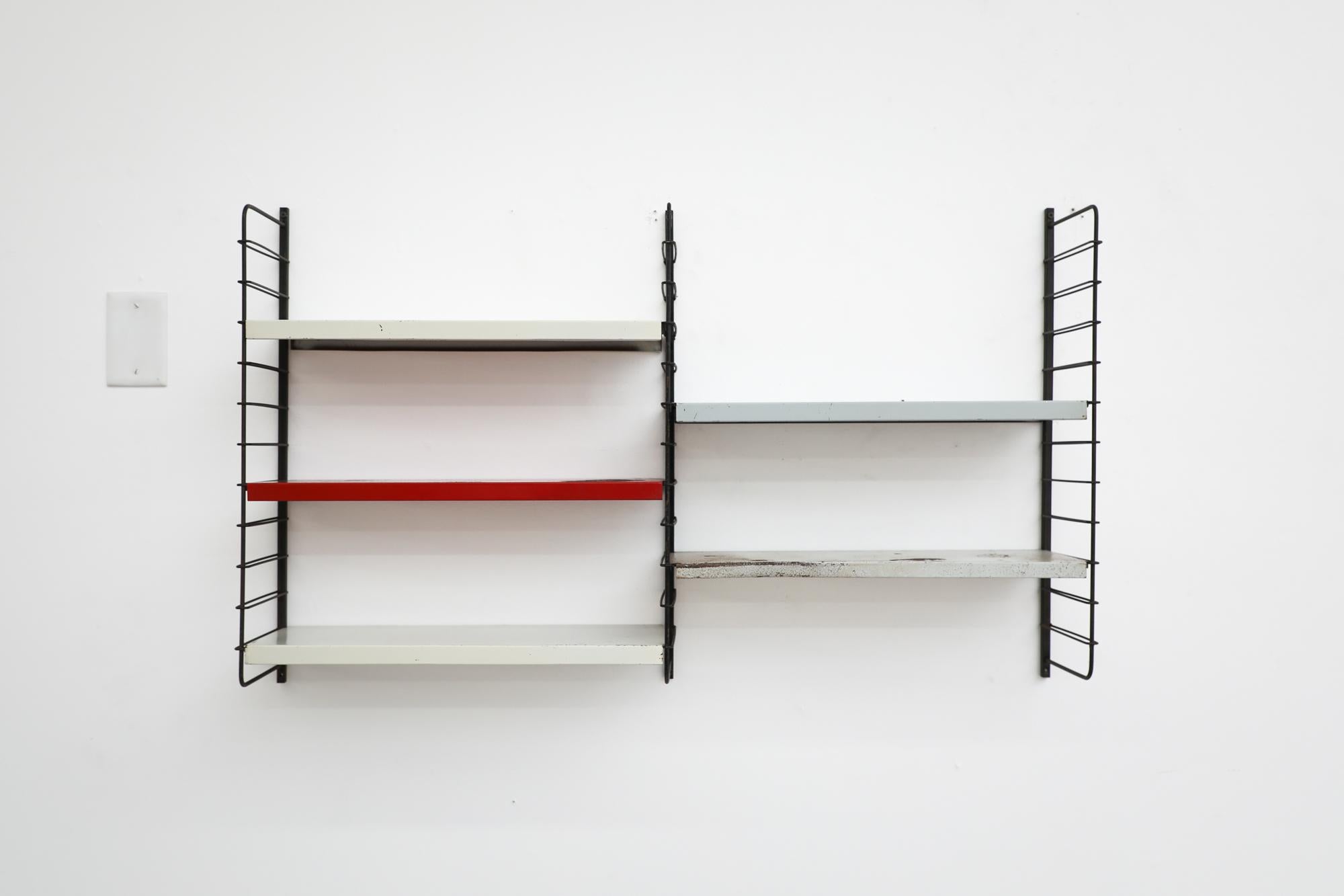 Mid-Century TOMADO Style Grey 5 Shelf 2 Section Shelving Unit 7