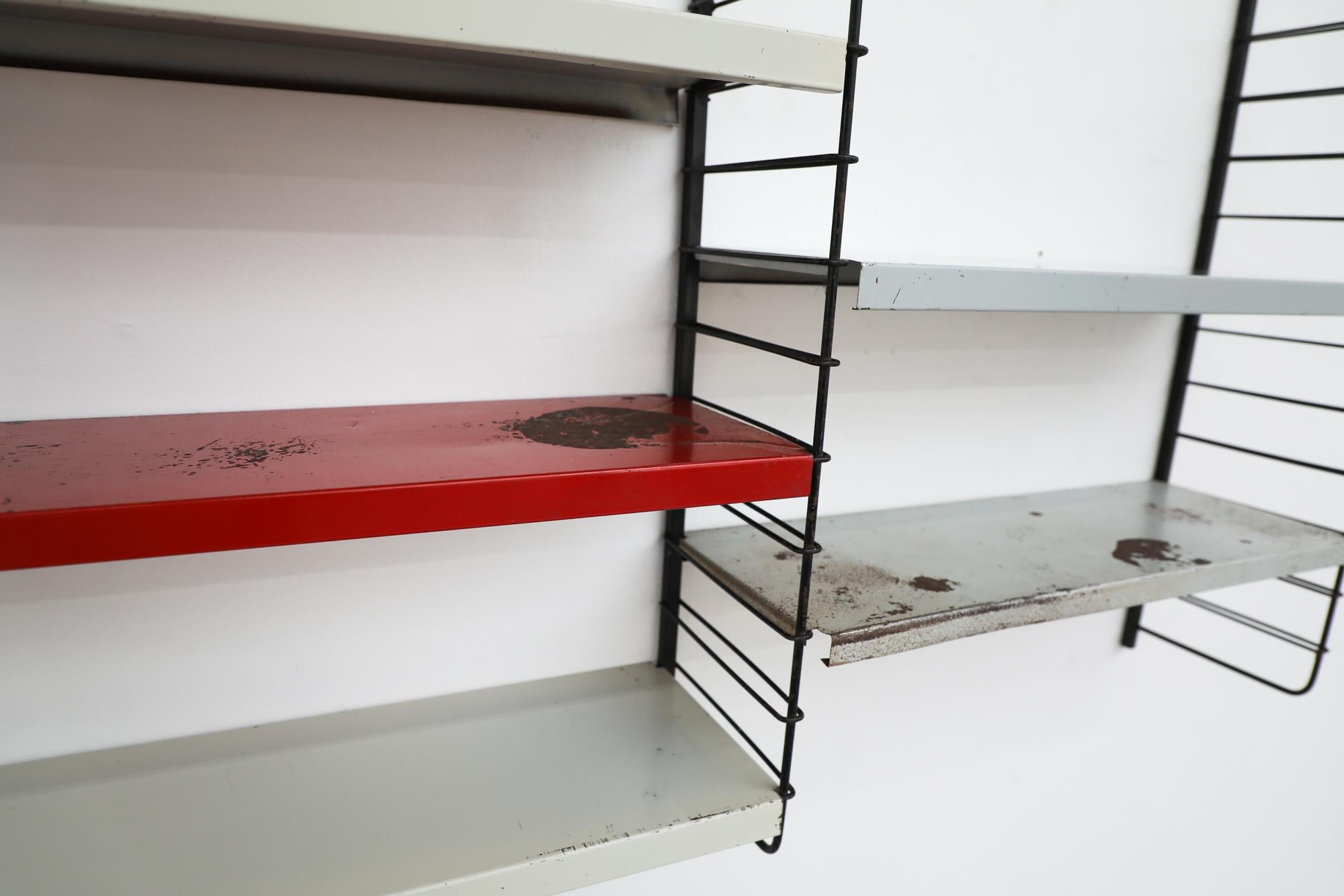 Metal Mid-Century TOMADO Style Grey 5 Shelf 2 Section Shelving Unit