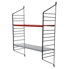 Mid-Century Tomado Style Multi Colored Shelving Unit with Red and Gray Shelves