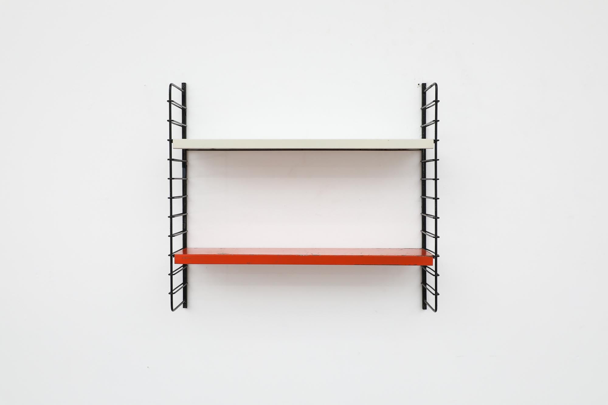 Mid-Century Modern Mid-Century TOMADO Style Red and Grey Industrial Shelving Unit For Sale
