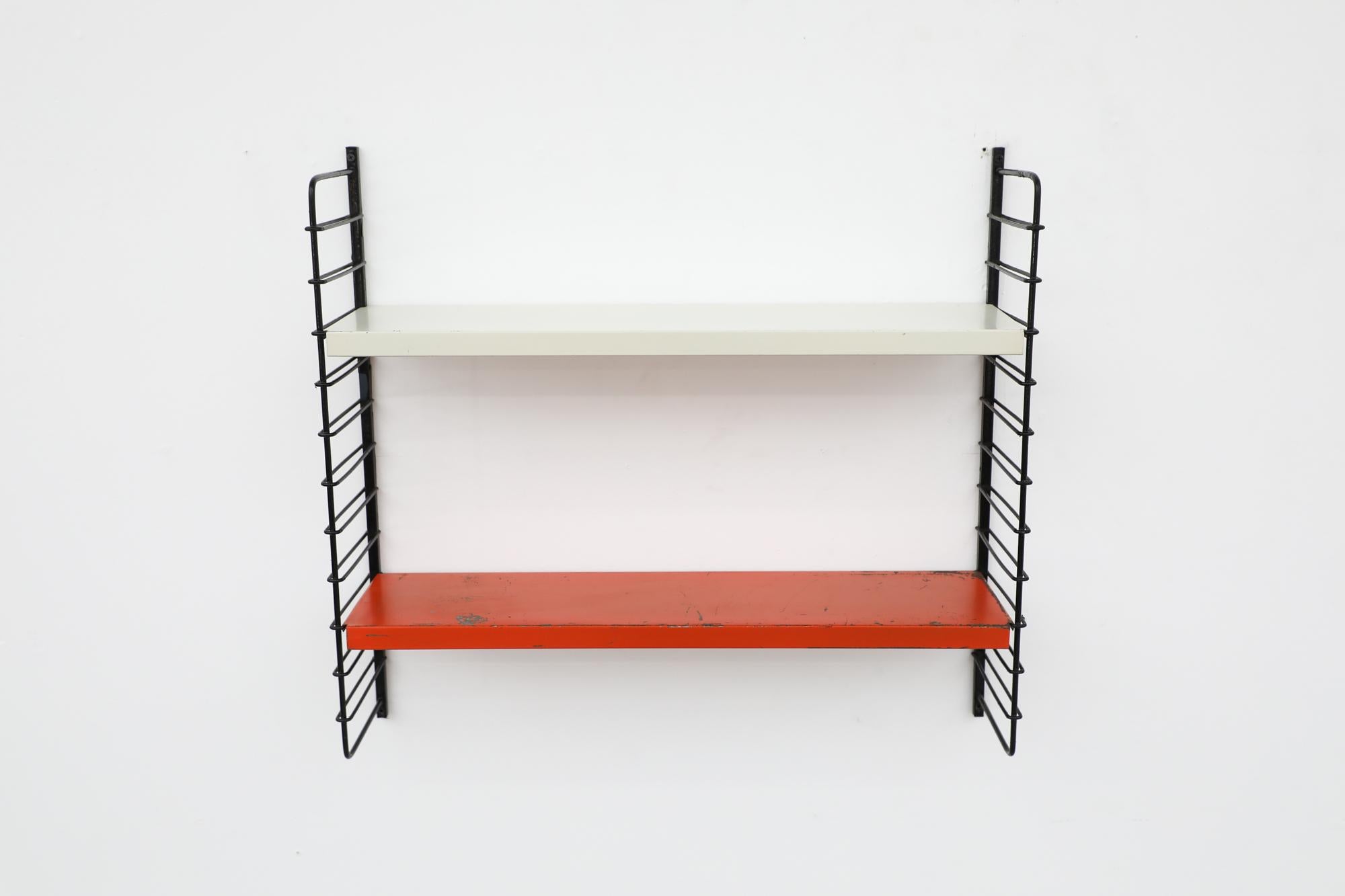 Dutch Mid-Century TOMADO Style Red and Grey Industrial Shelving Unit For Sale