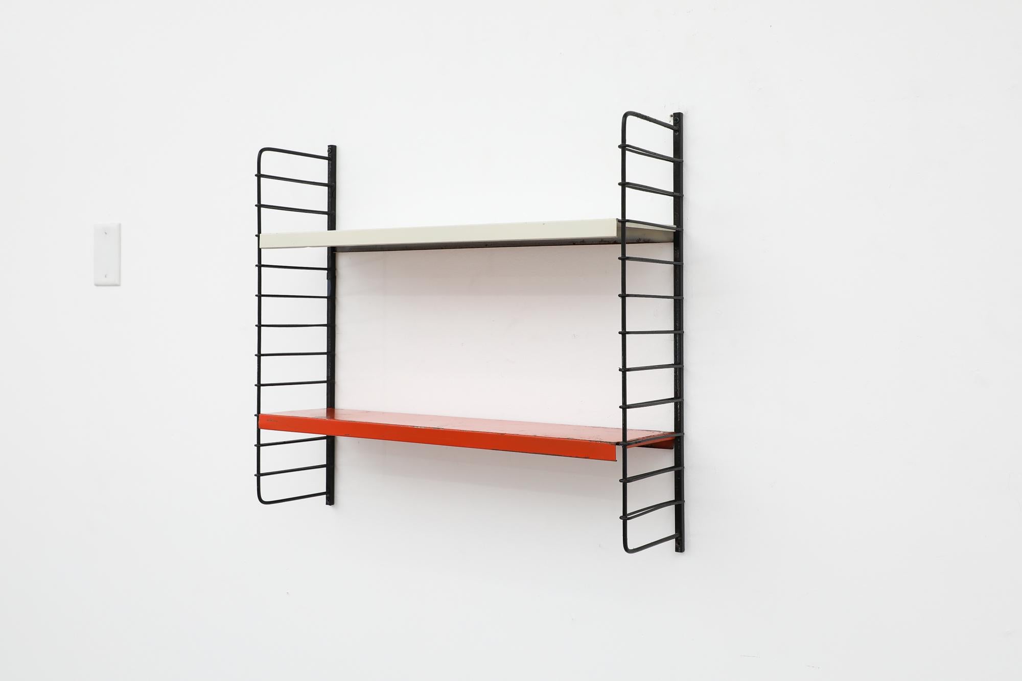 Enameled Mid-Century TOMADO Style Red and Grey Industrial Shelving Unit For Sale