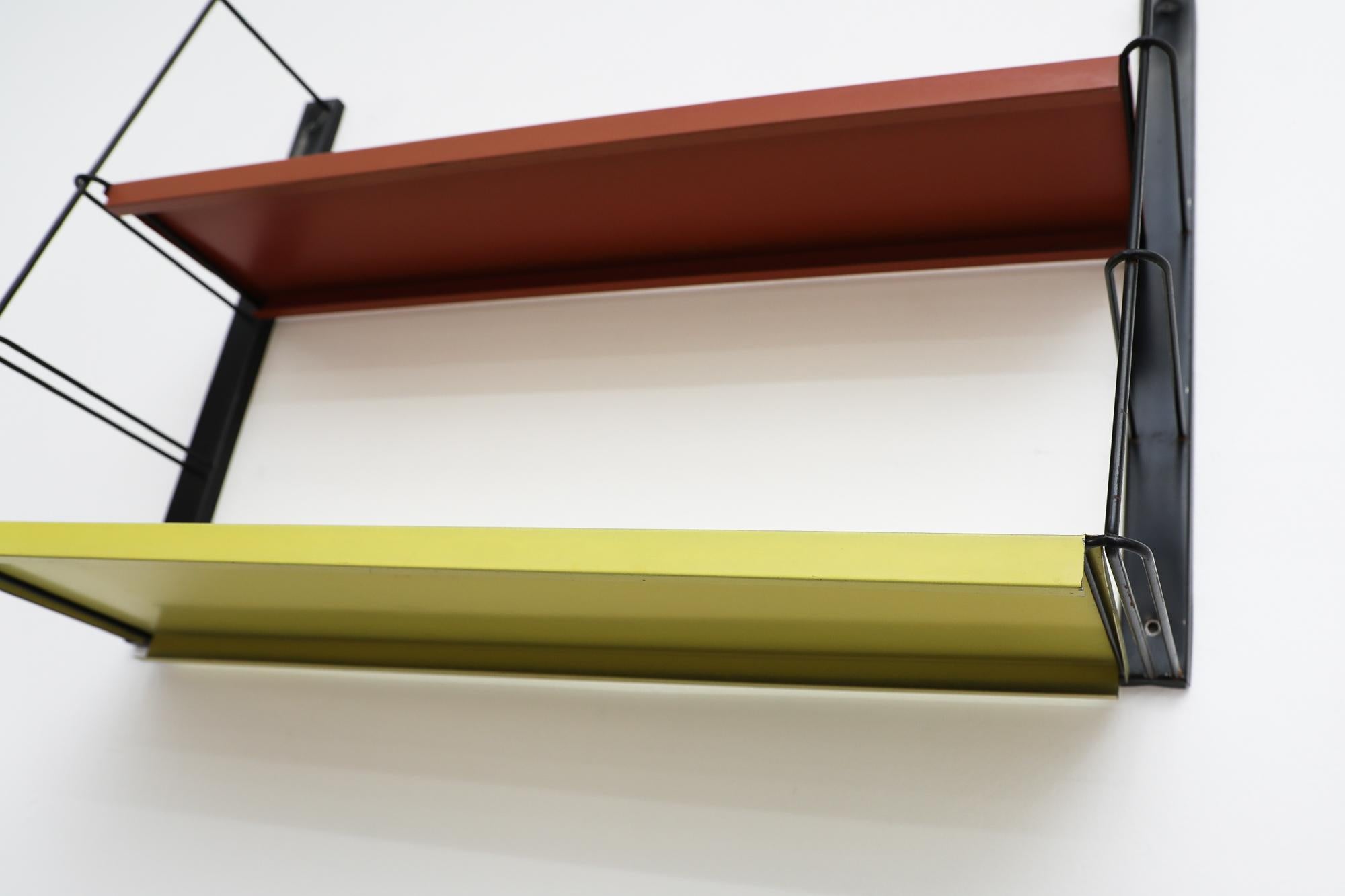 Metal Mid-Century TOMADO Style Slanted Red and Yellow Shelving Unit