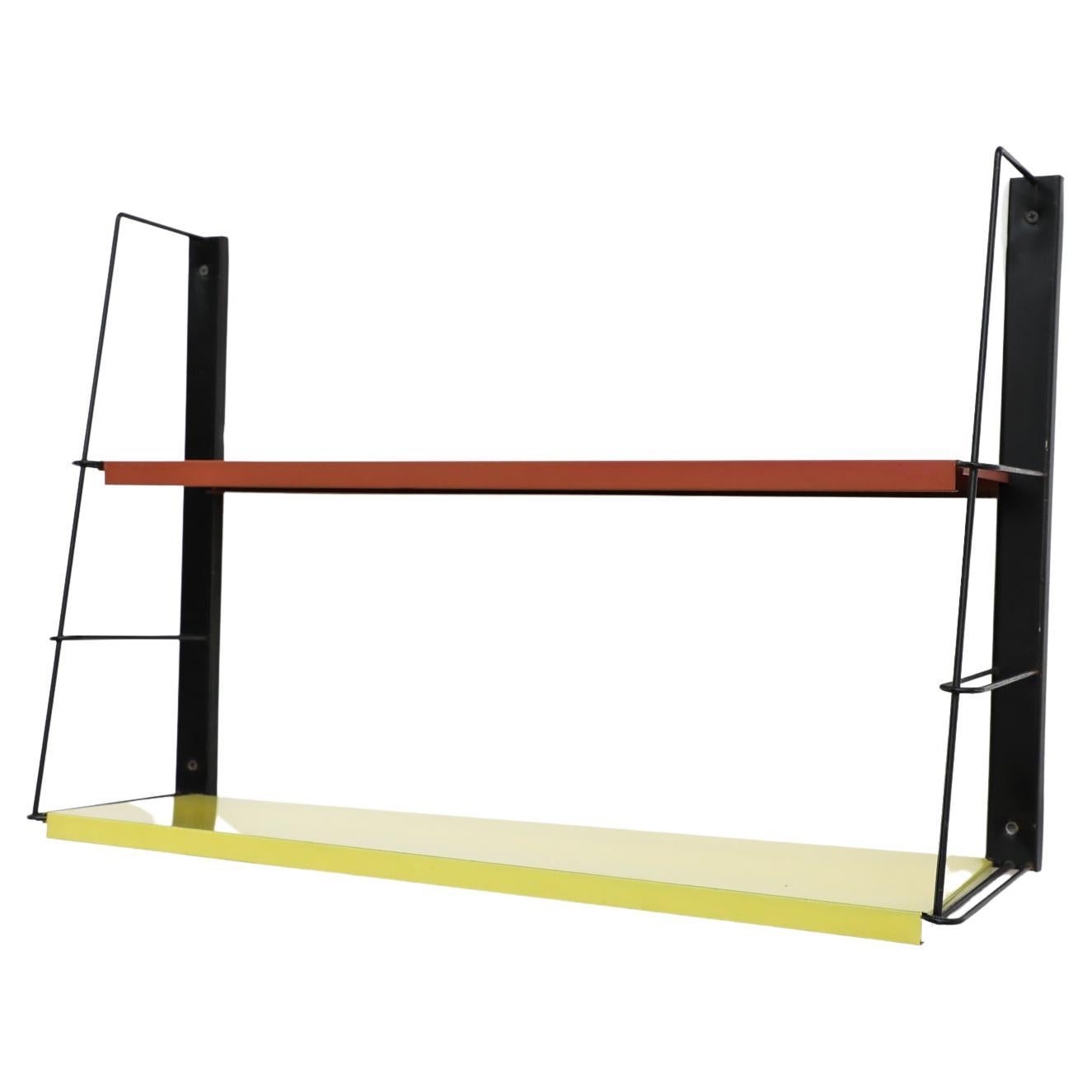 Mid-Century TOMADO Style Slanted Red and Yellow Shelving Unit
