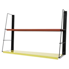Used Mid-Century TOMADO Style Slanted Red and Yellow Shelving Unit