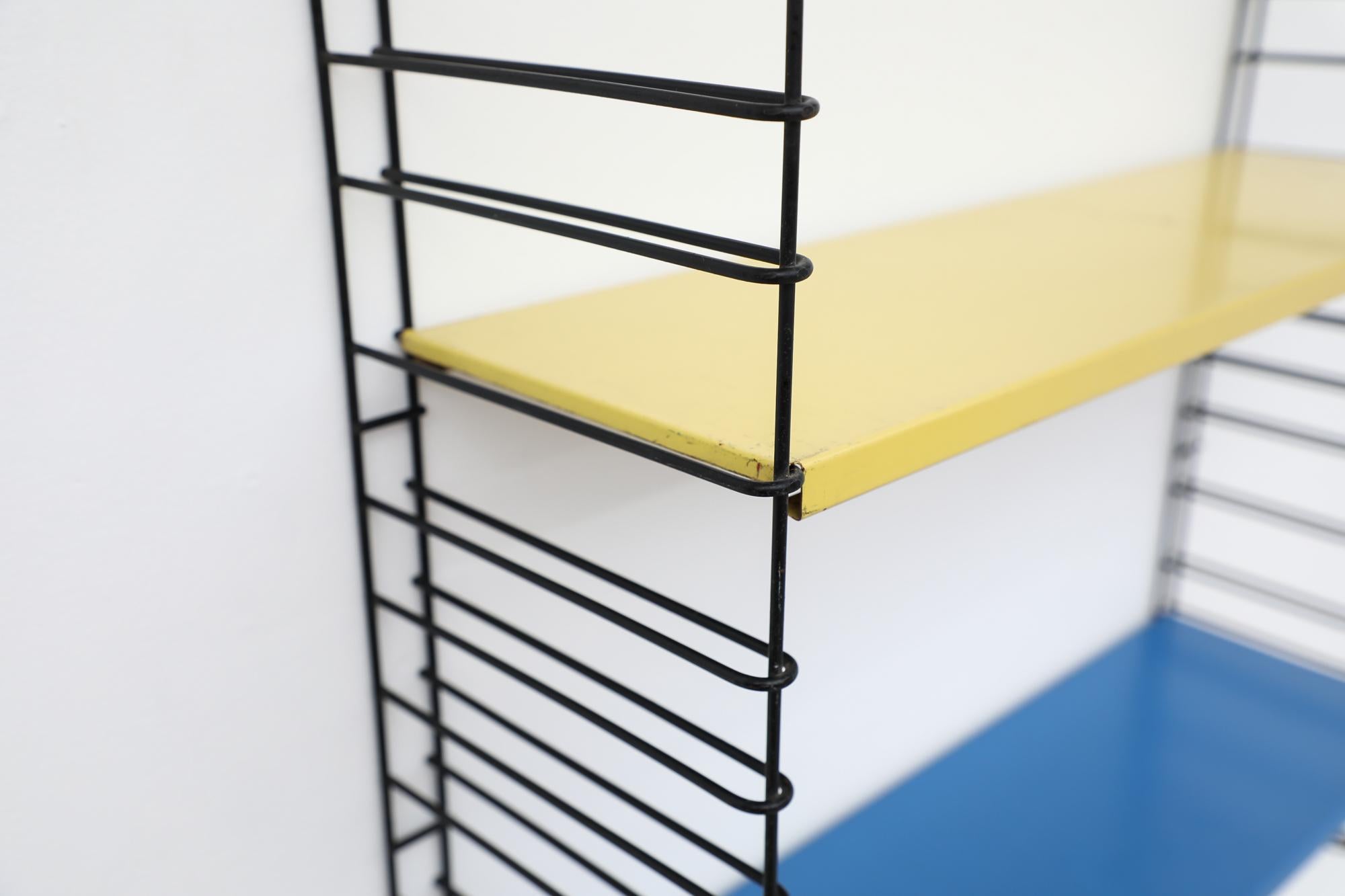 Enameled Mid-Century Tomado Yellow and Blue Industrial Shelving Unit For Sale