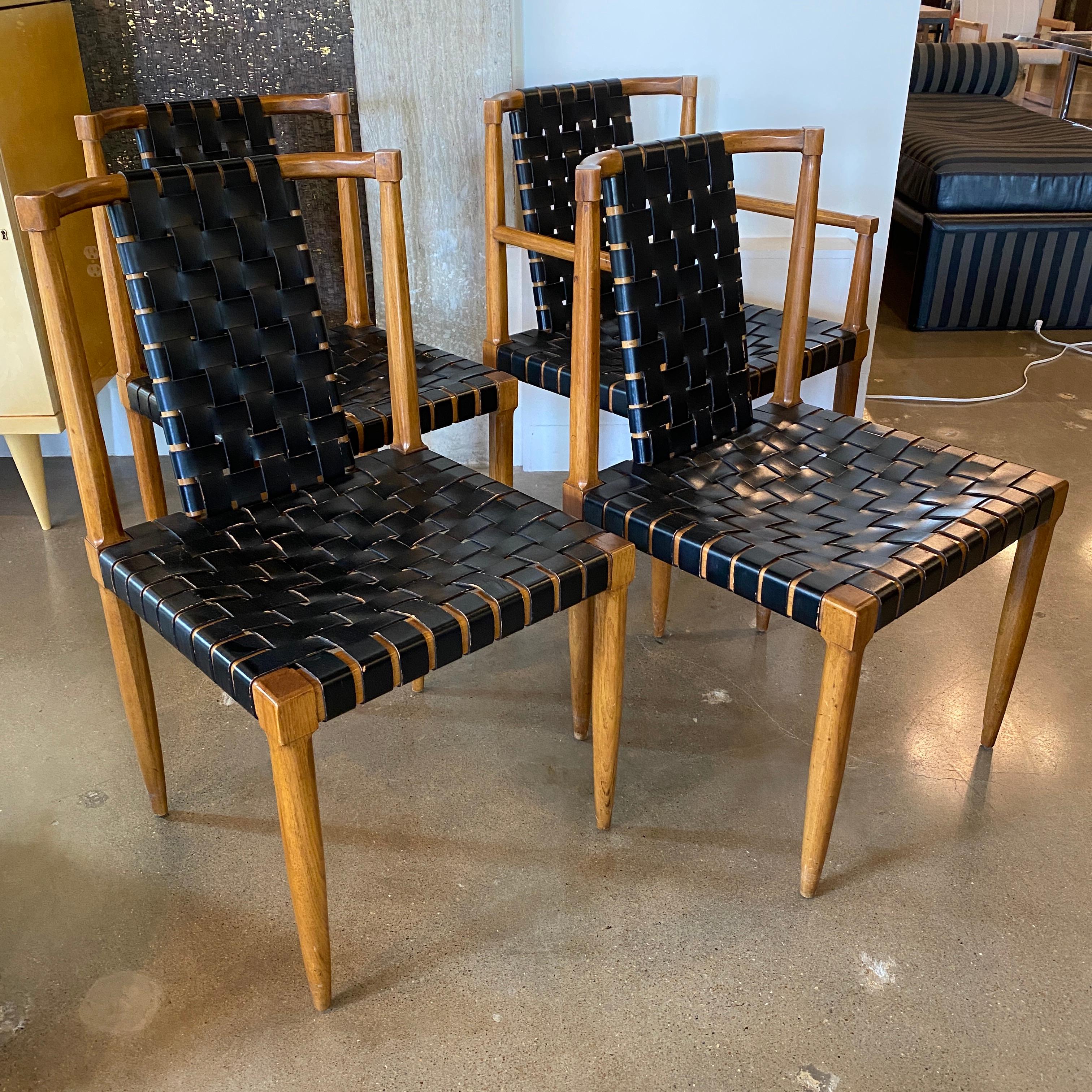 black woven leather dining chair