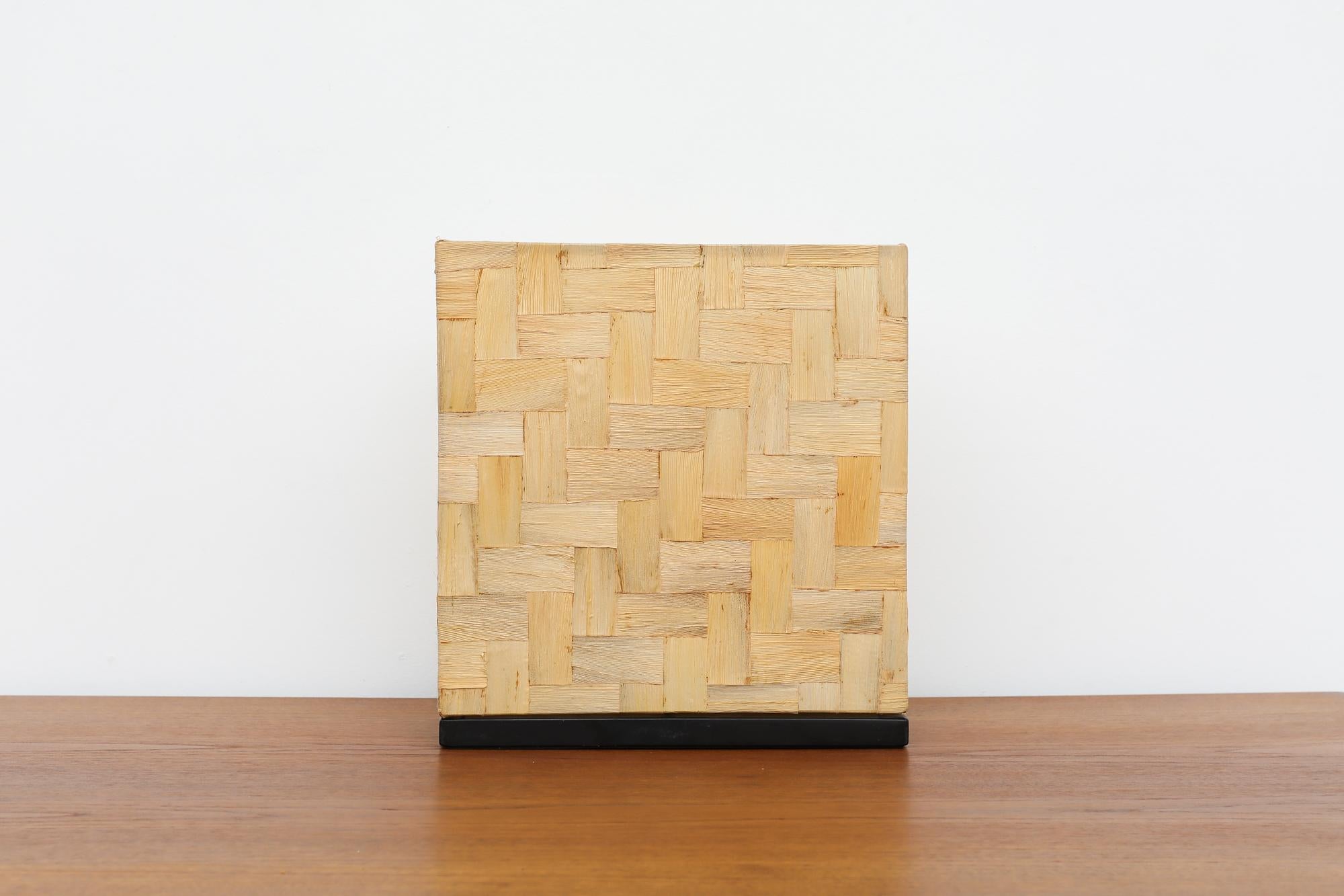 Mid-Century Modern Mid-Century Tommaso Barbi Inspired Woven Bamboo Table Lamp For Sale