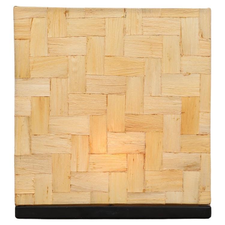 Mid-Century Tommaso Barbi Inspired Woven Bamboo Table Lamp For Sale