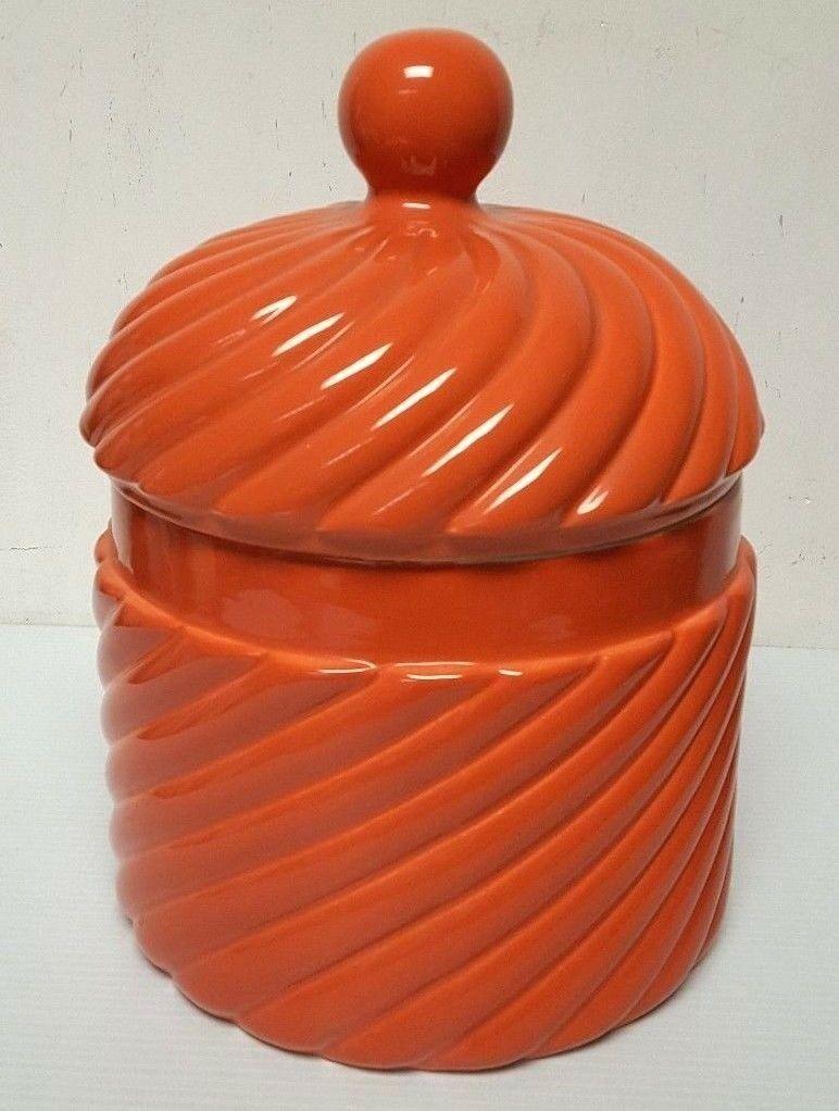 Mid-Century Modern Midcentury Tommaso Barbi Signed Porcelain Red B. Ceramiche Crock Ice Bucket