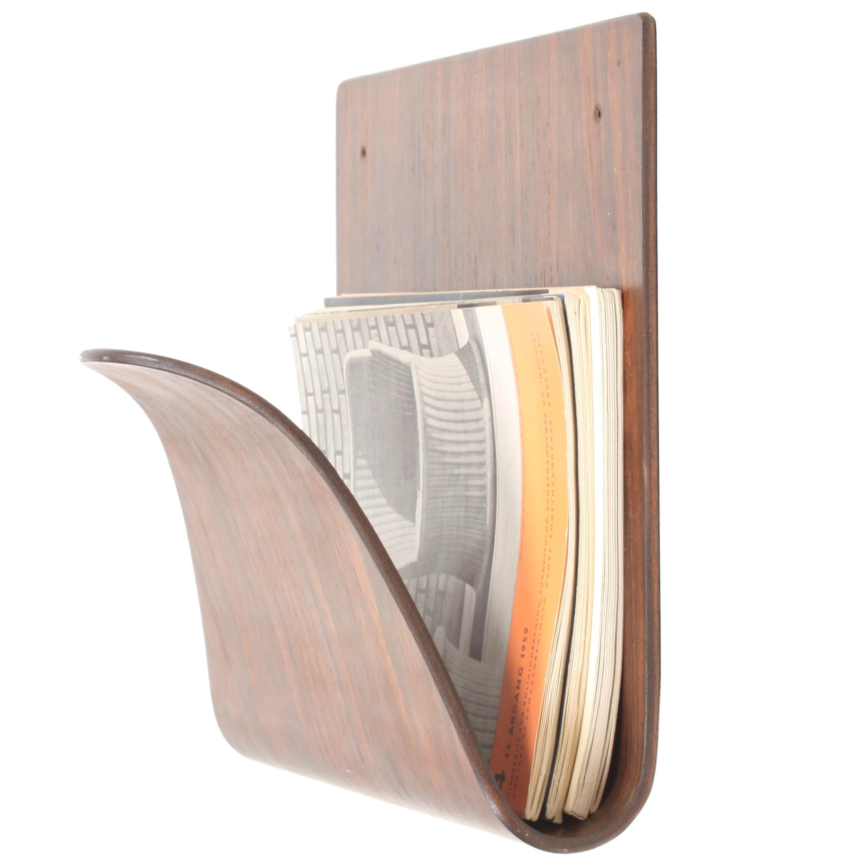 Midcentury Tongue Shaped Magazine Holder for the Wall, Danish, 1950s For Sale