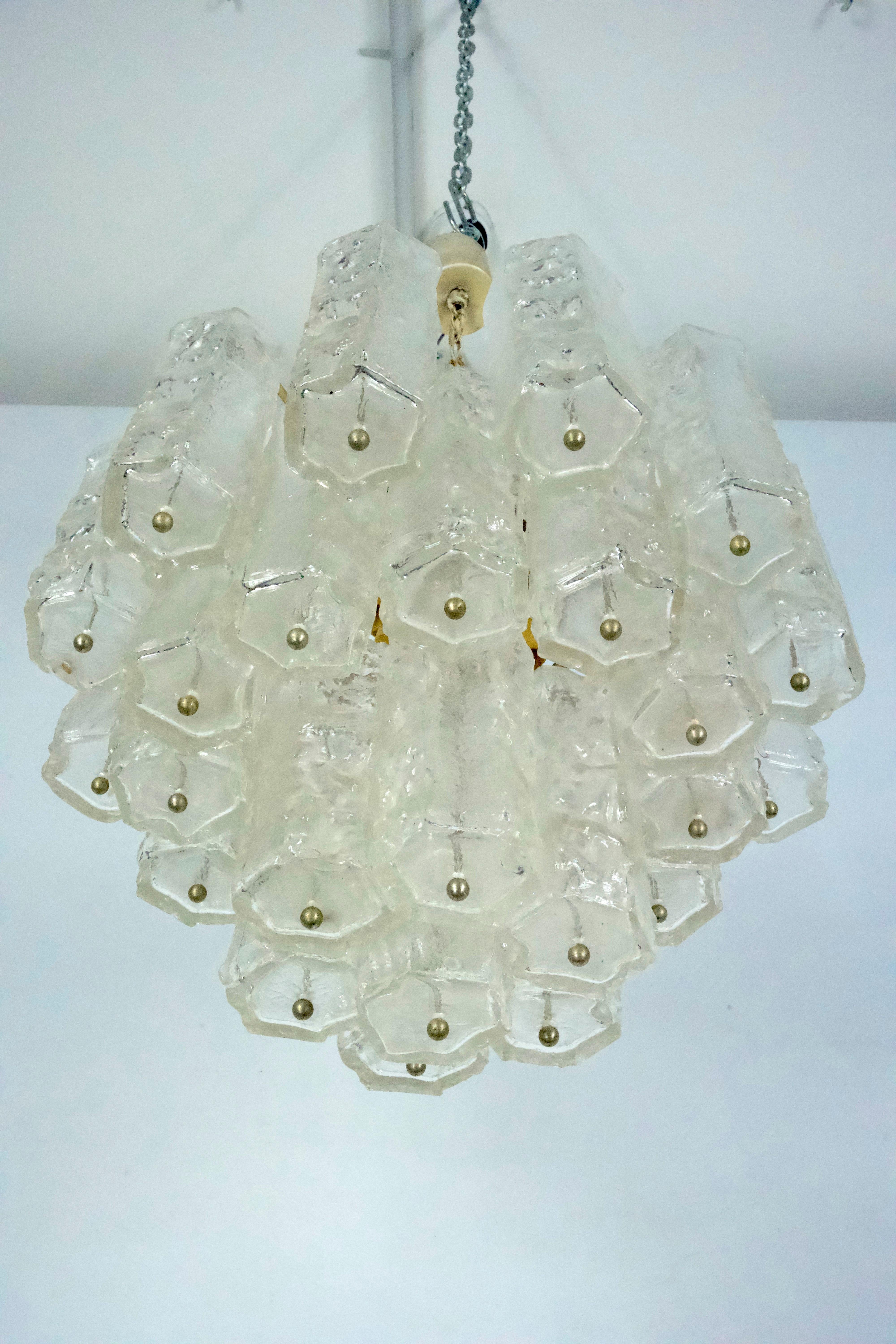 Murano Glass Mid-Century Toni Zuccheri for Venini, corteccia murano glass chandelier. 1960s For Sale