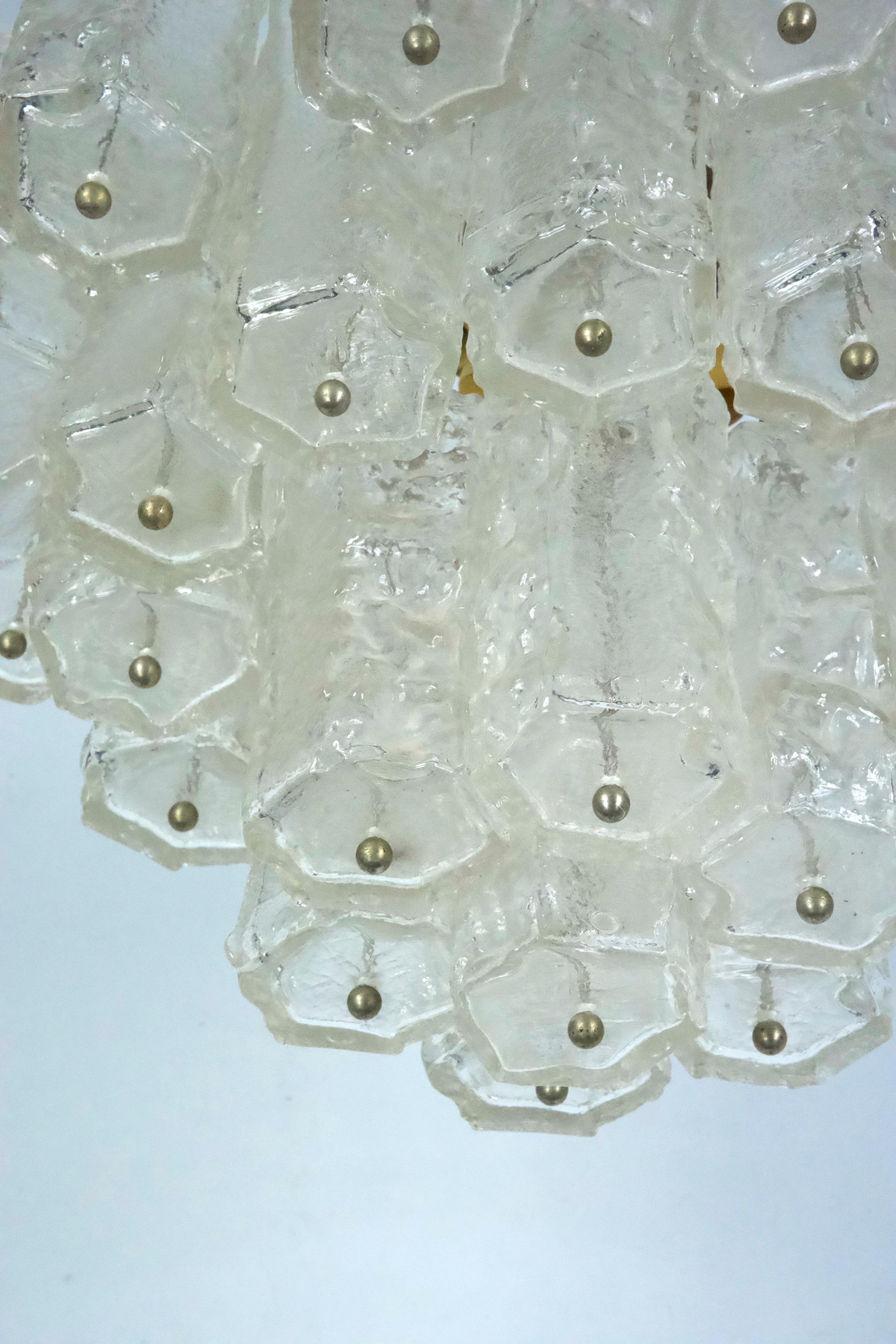 Mid-Century Toni Zuccheri for Venini, corteccia murano glass chandelier. 1960s For Sale 1