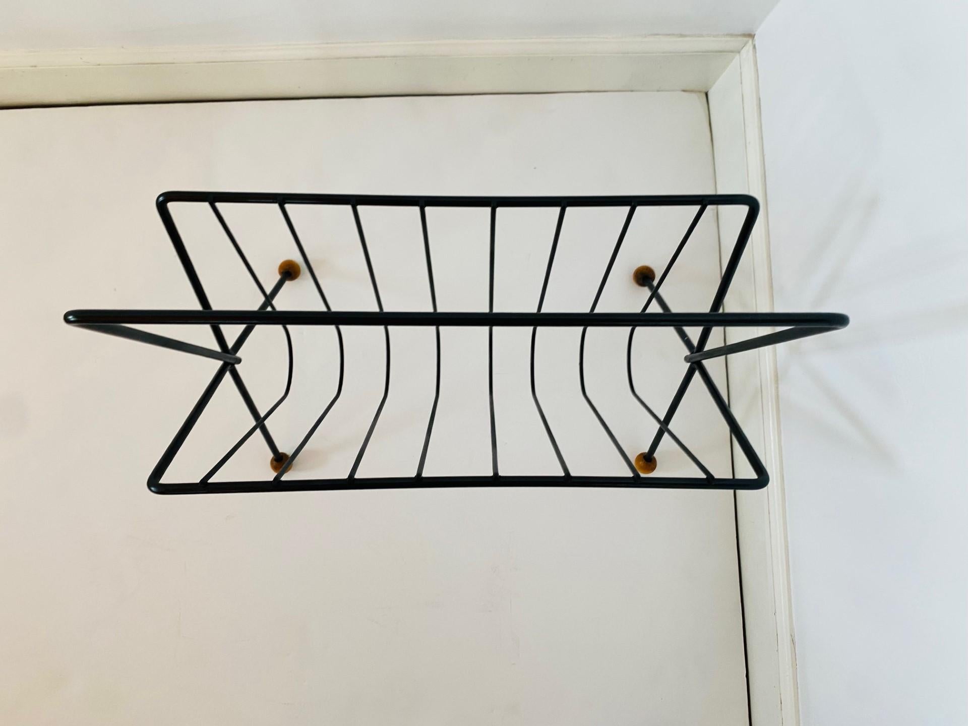 Hand-Crafted Mid-Century Tony Paul Design Iron Magazine Rack for Woodlin-Hall For Sale