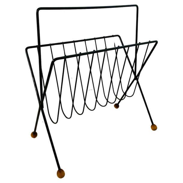 Mid-Century Tony Paul Design Iron Magazine Rack for Woodlin-Hall For ...