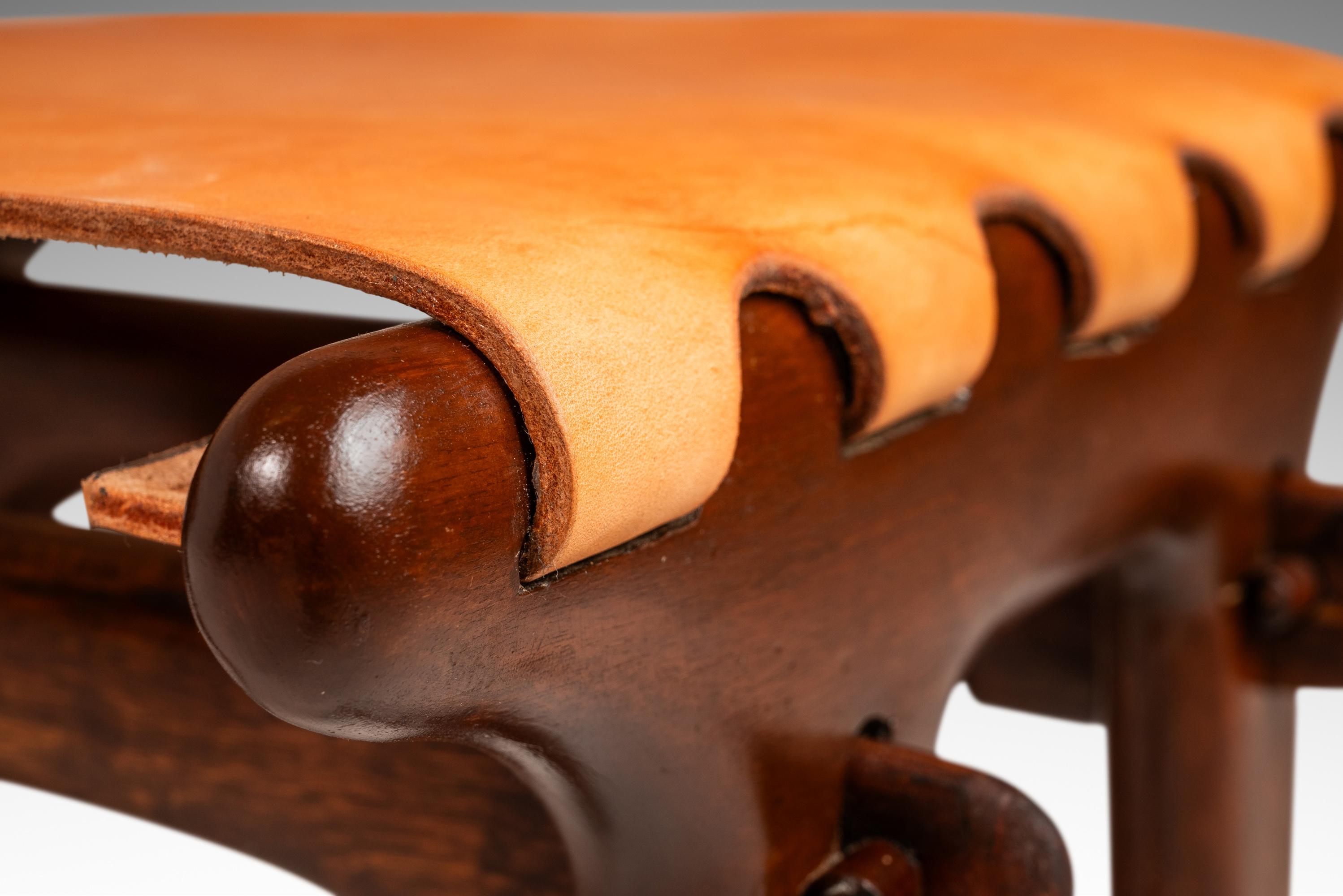 Mid-Century Tooled Leather Sling Ottoman by Angel Pazmino, Ecuador, c. 1960s For Sale 4