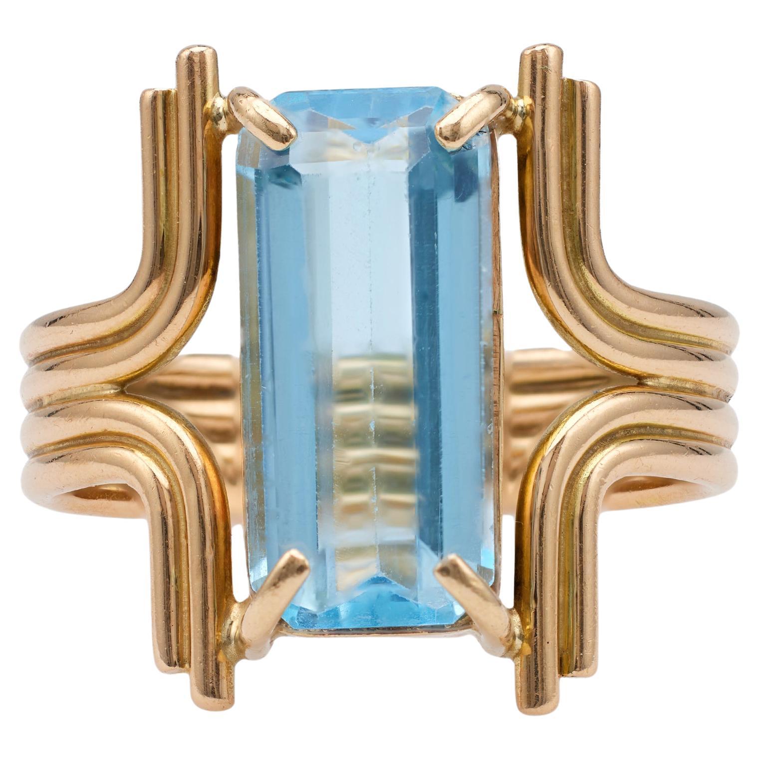 Mid-Century Topaz 14k Yellow Gold Ring For Sale