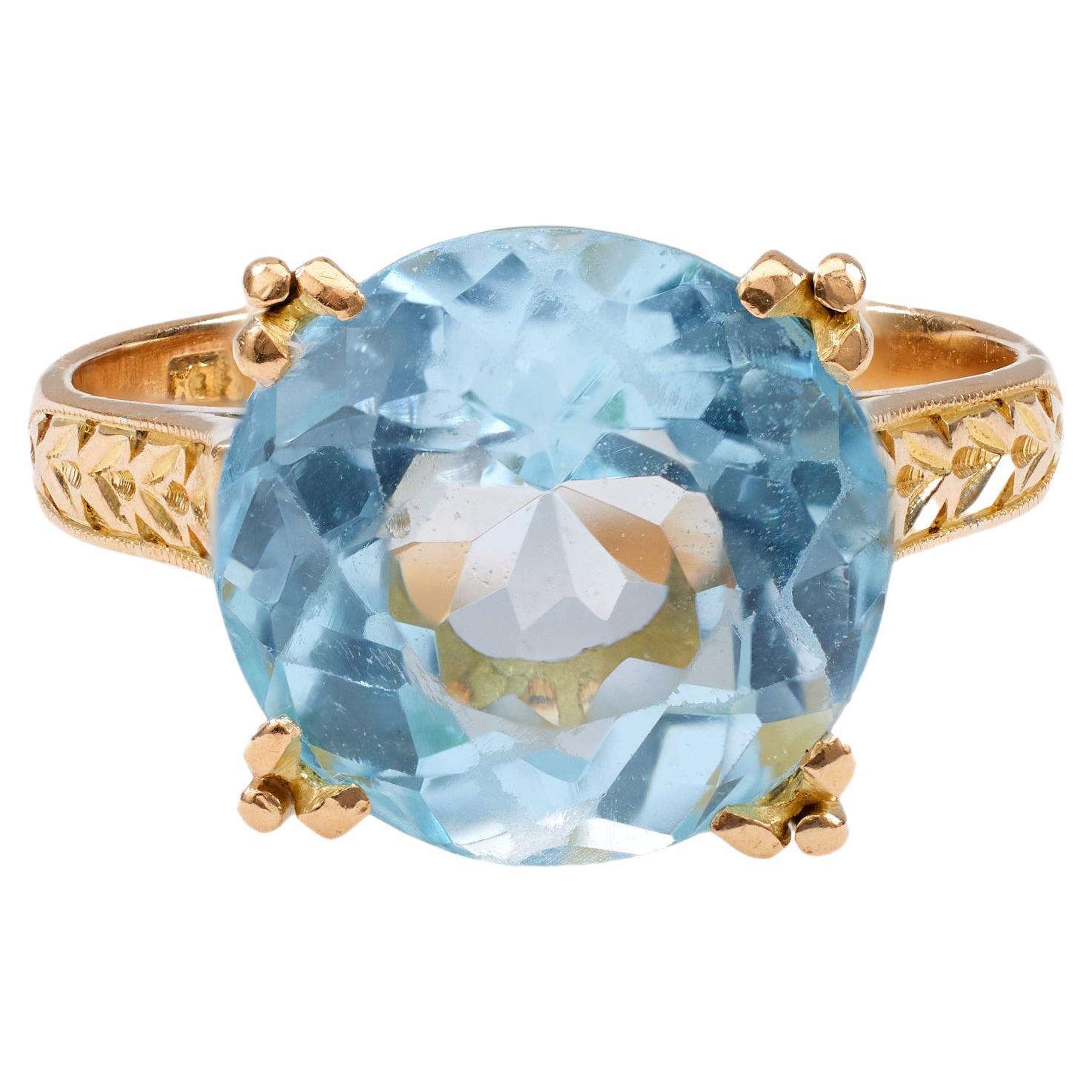 Mid-Century Topaz 18k Yellow Gold Ring For Sale