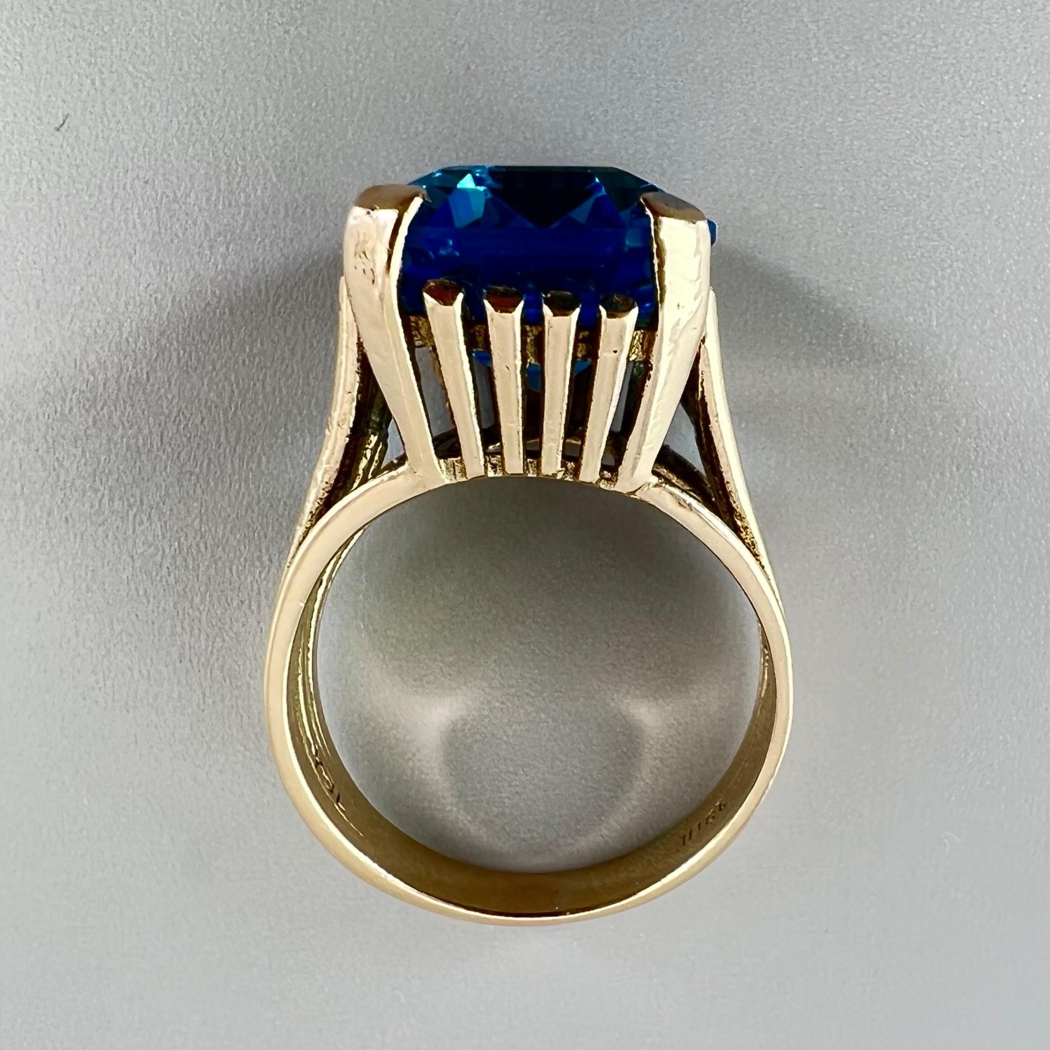 20th Century Mid-Century Topaz Cocktail Ring 10k Gold with Empire Art Deco For Sale