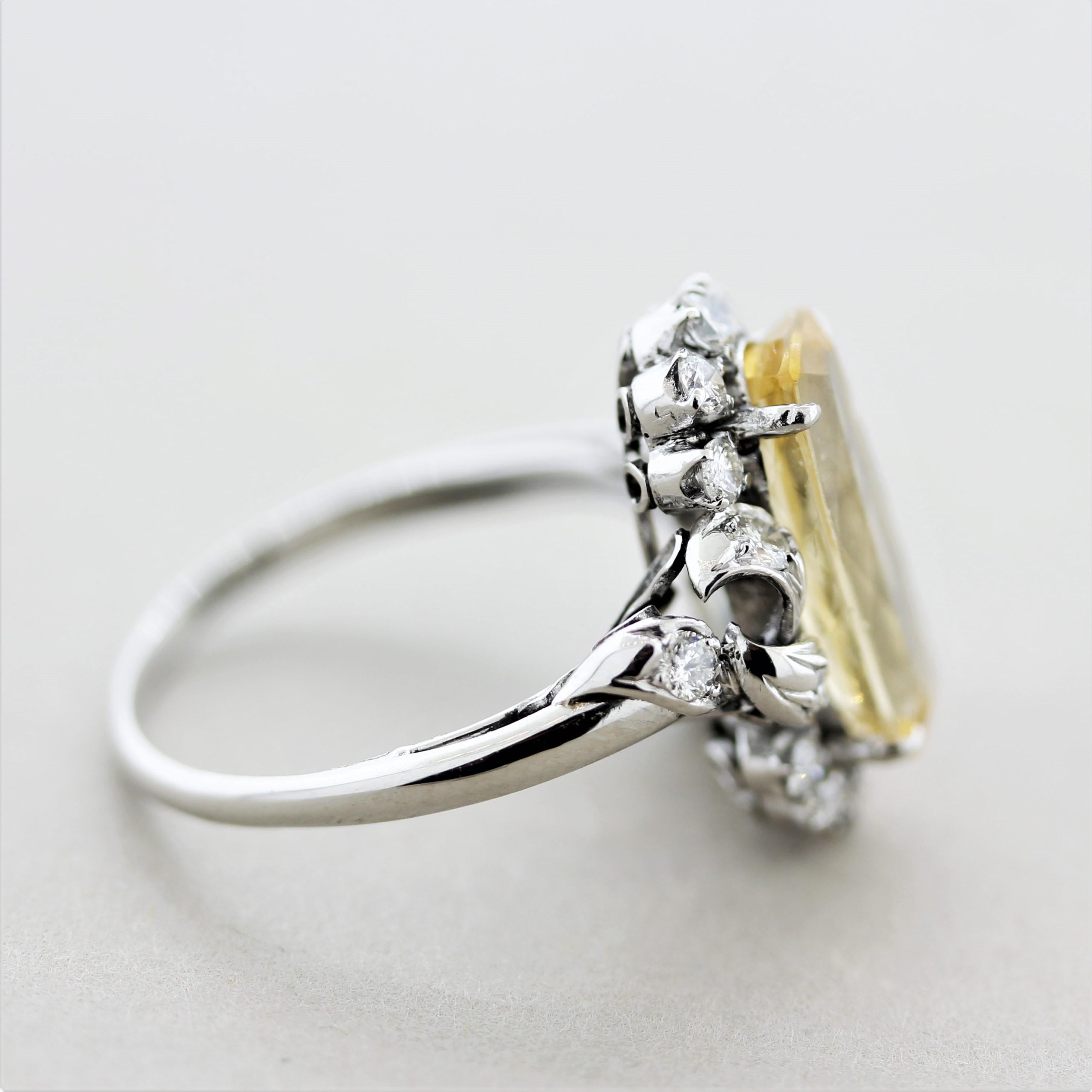 Women's Mid-Century Topaz Diamond Platinum Ring For Sale