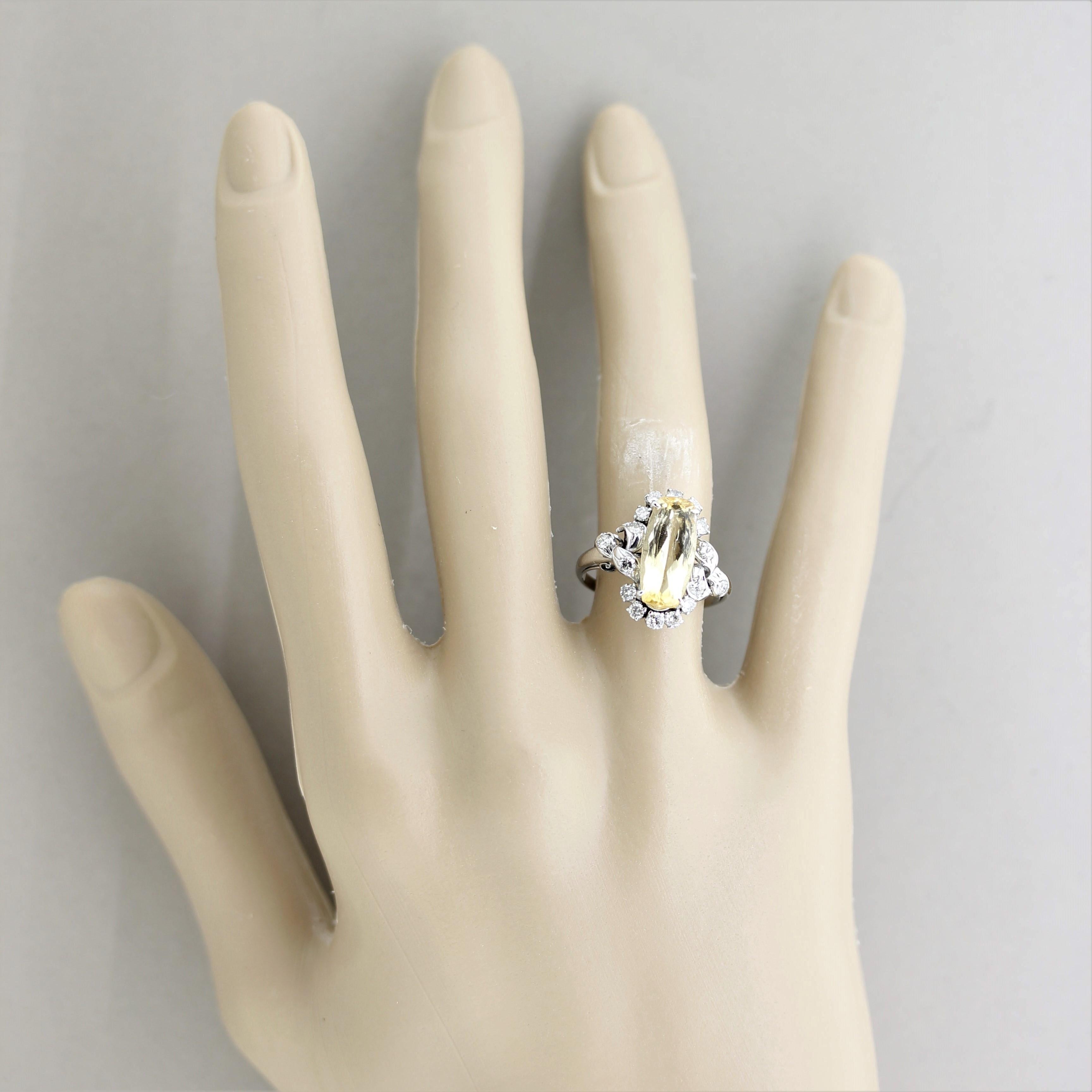 Mid-Century Topaz Diamond Platinum Ring For Sale 2
