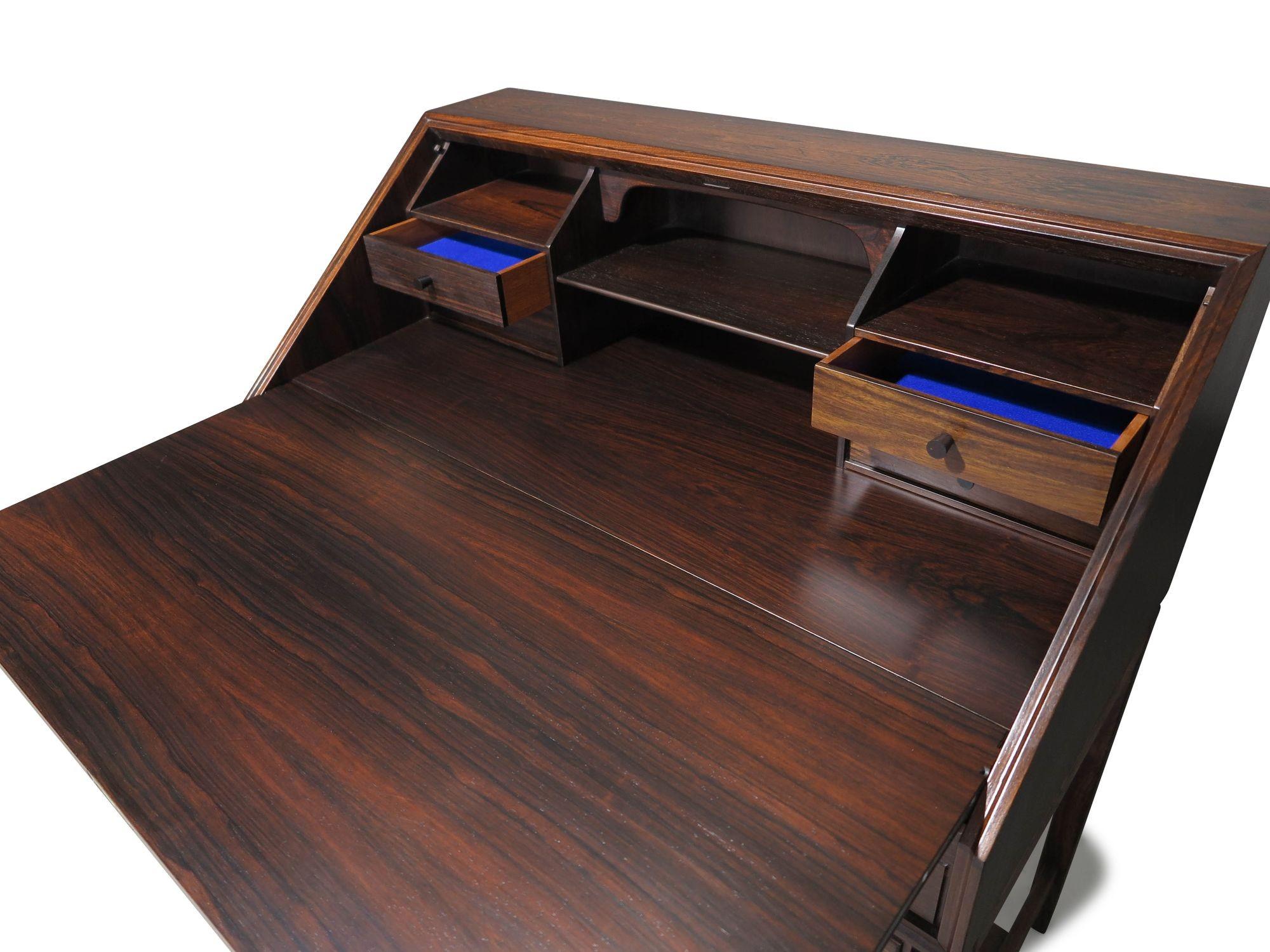 Oiled Mid-century Torbjorn Afdal Danish Rosewood Secretary Desk For Sale