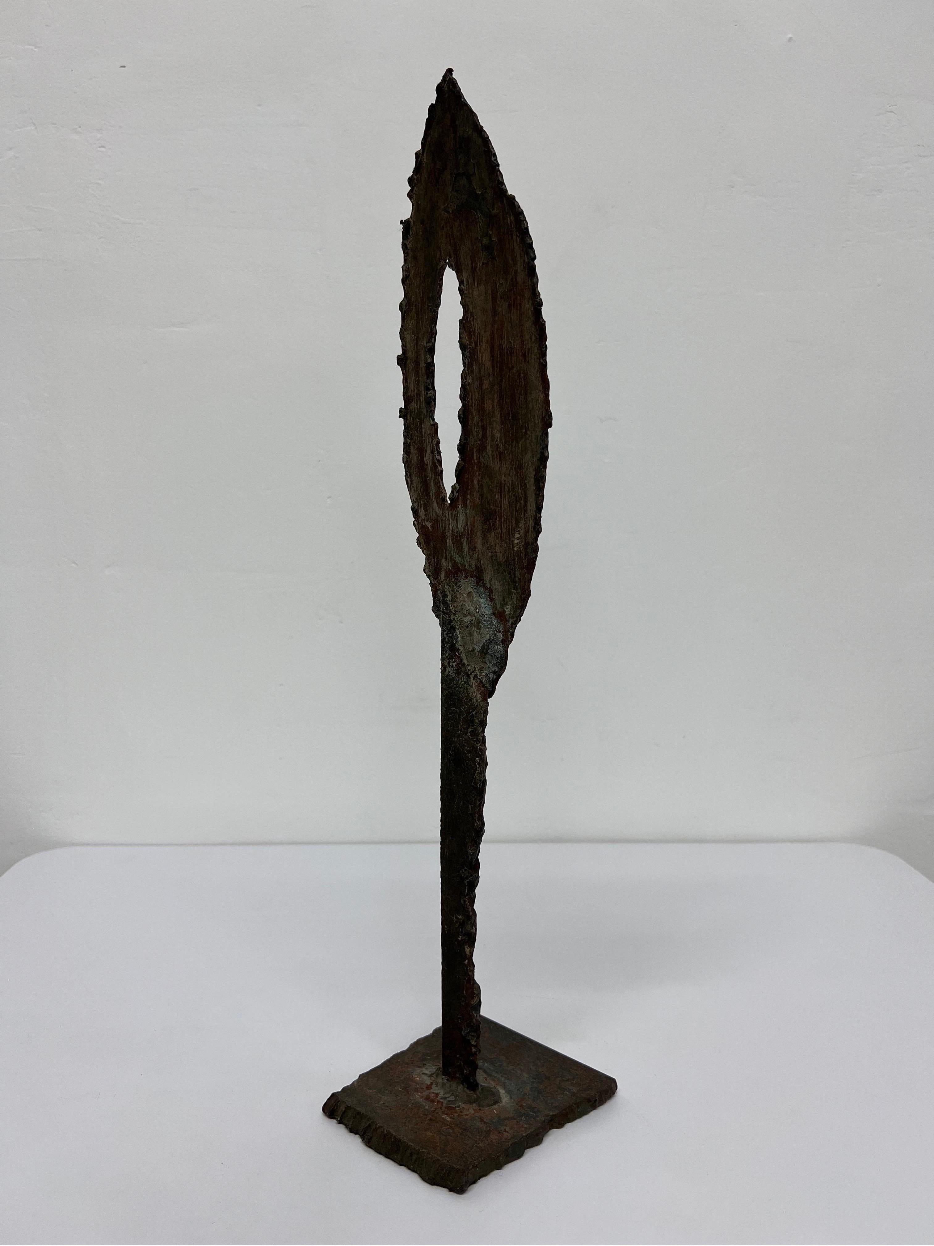 Mid-Century Modern Mid-Century Torch Cut and Welded Steel Spear Sculpture For Sale
