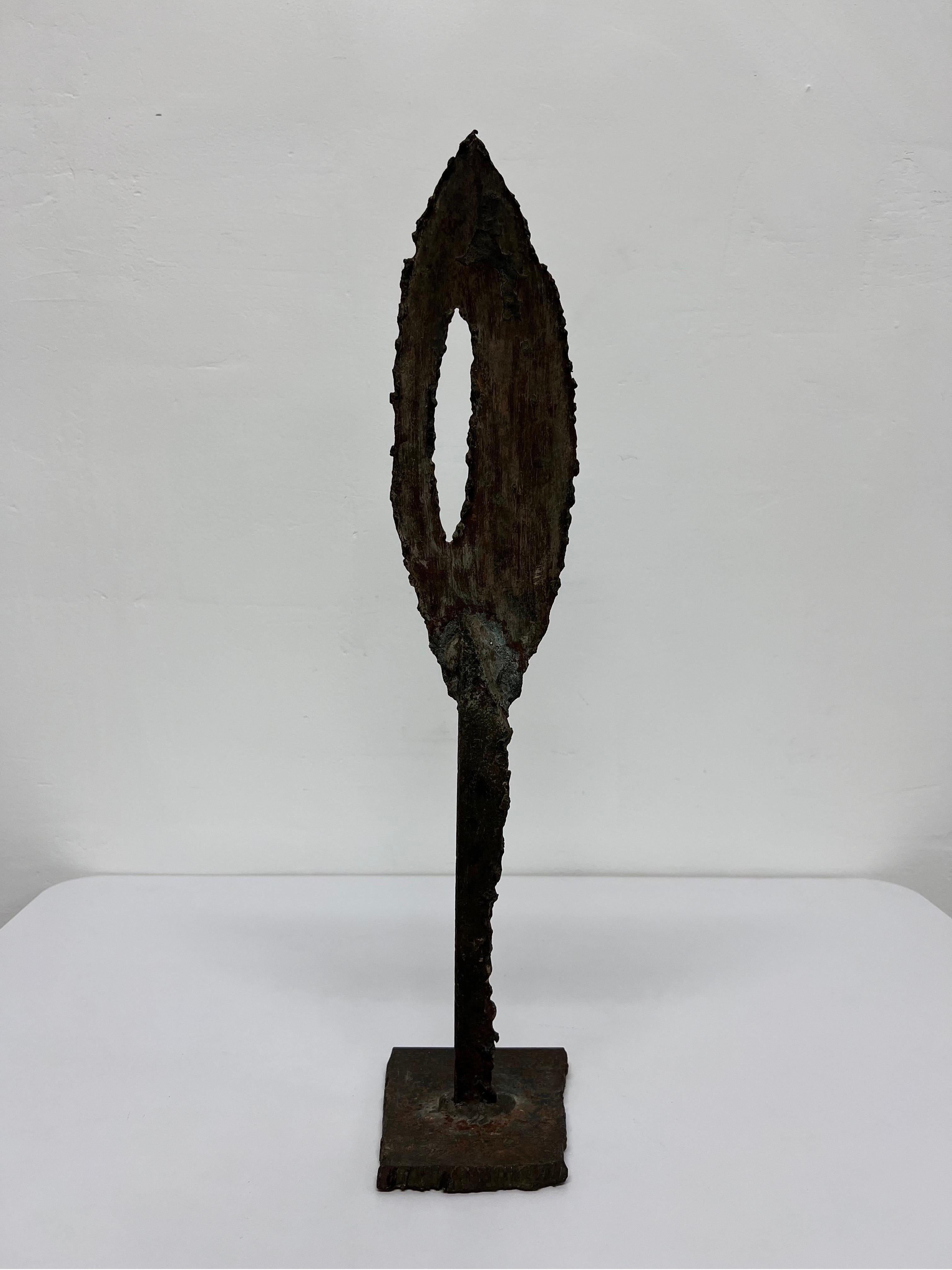 Unknown Mid-Century Torch Cut and Welded Steel Spear Sculpture For Sale