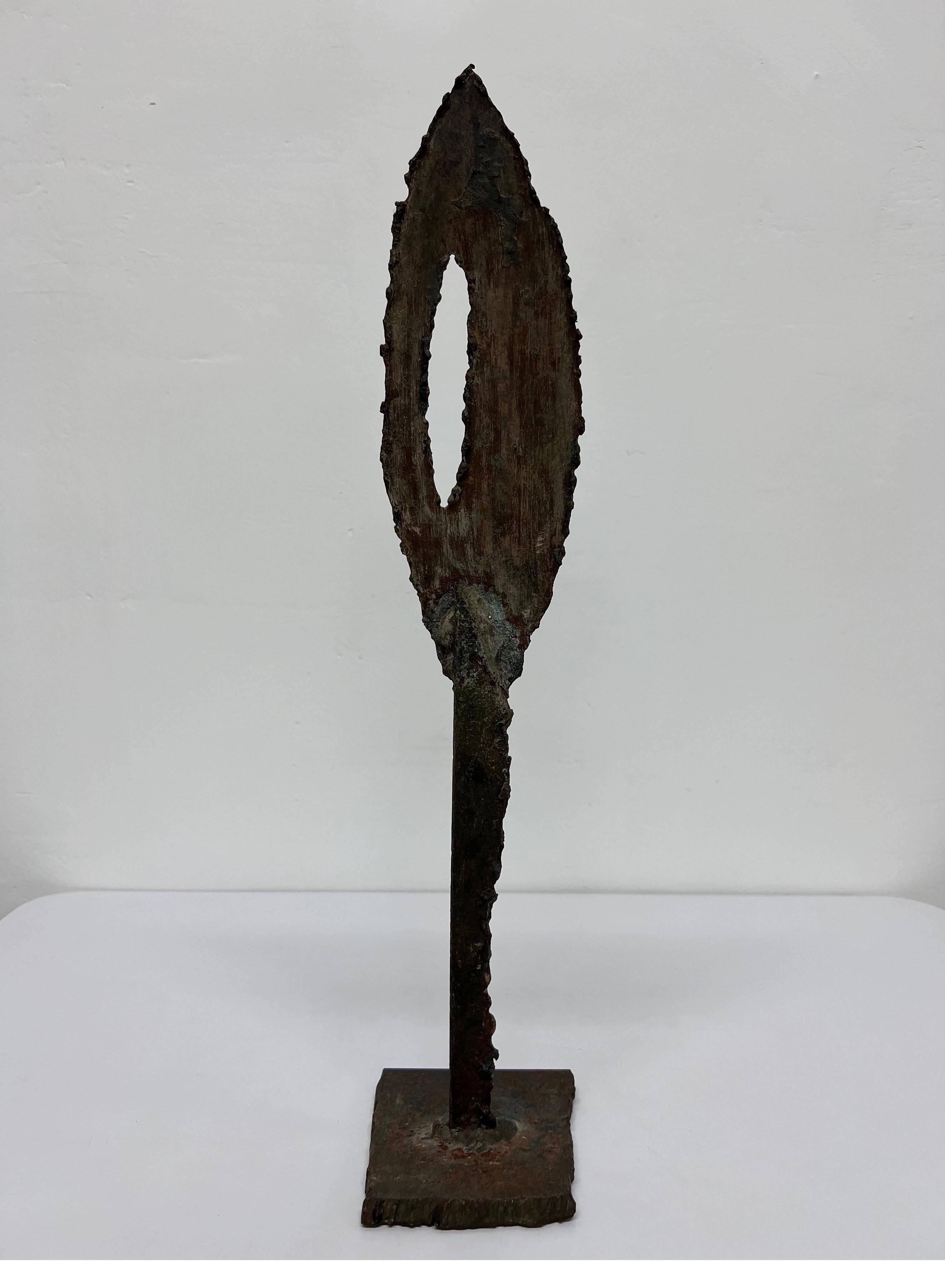 Mid-Century Torch Cut and Welded Steel Spear Sculpture In Good Condition For Sale In Miami, FL