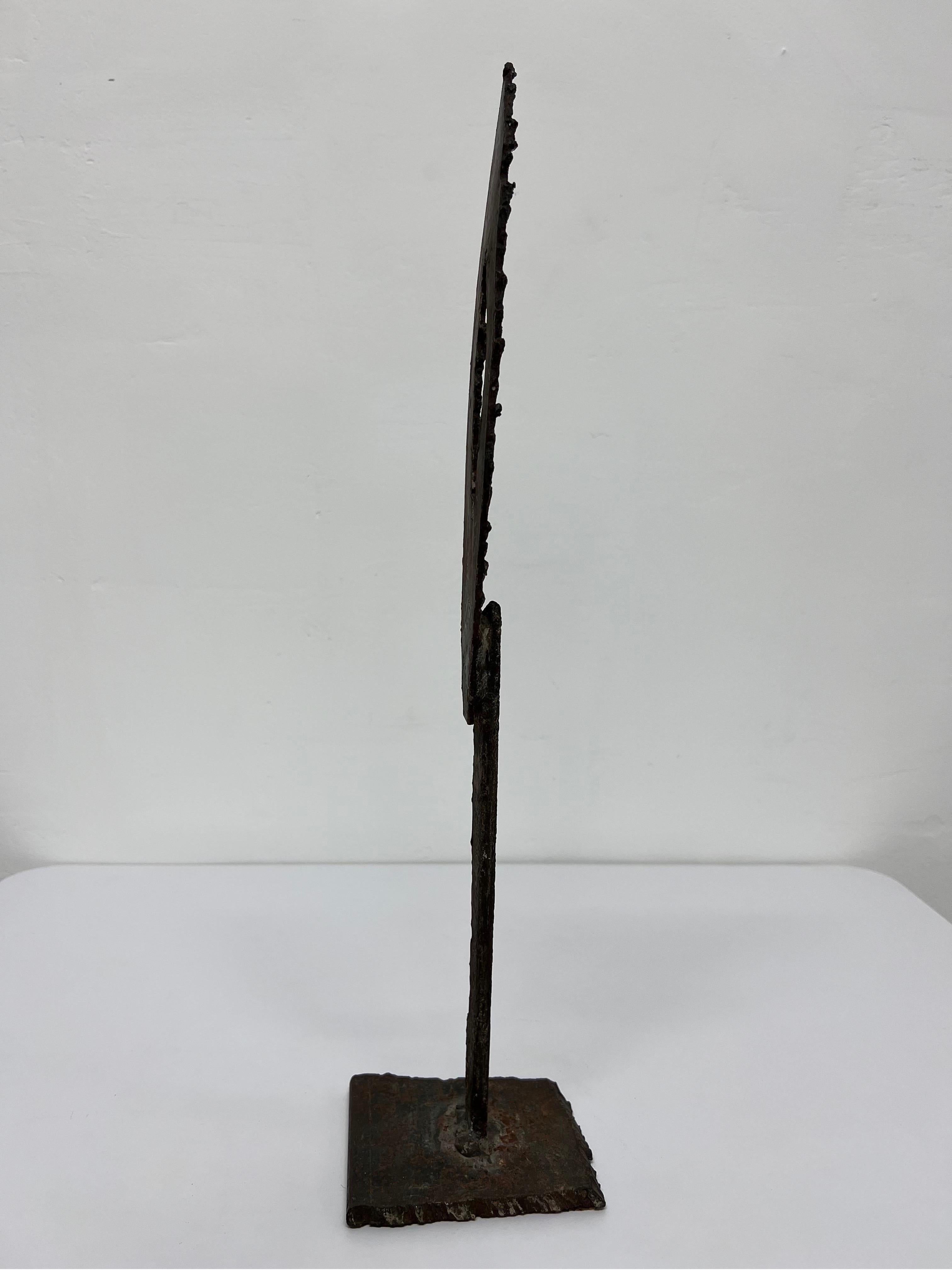 Mid-Century Torch Cut and Welded Steel Spear Sculpture For Sale 2