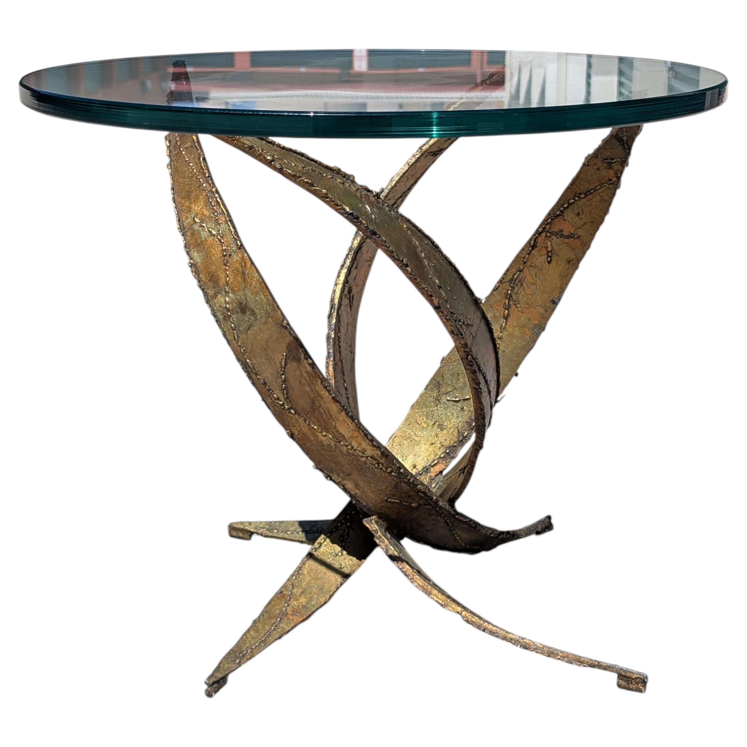 Mid Century Torch Cut Sculptural Brutalist Side Table by Silas Seandel, c1970