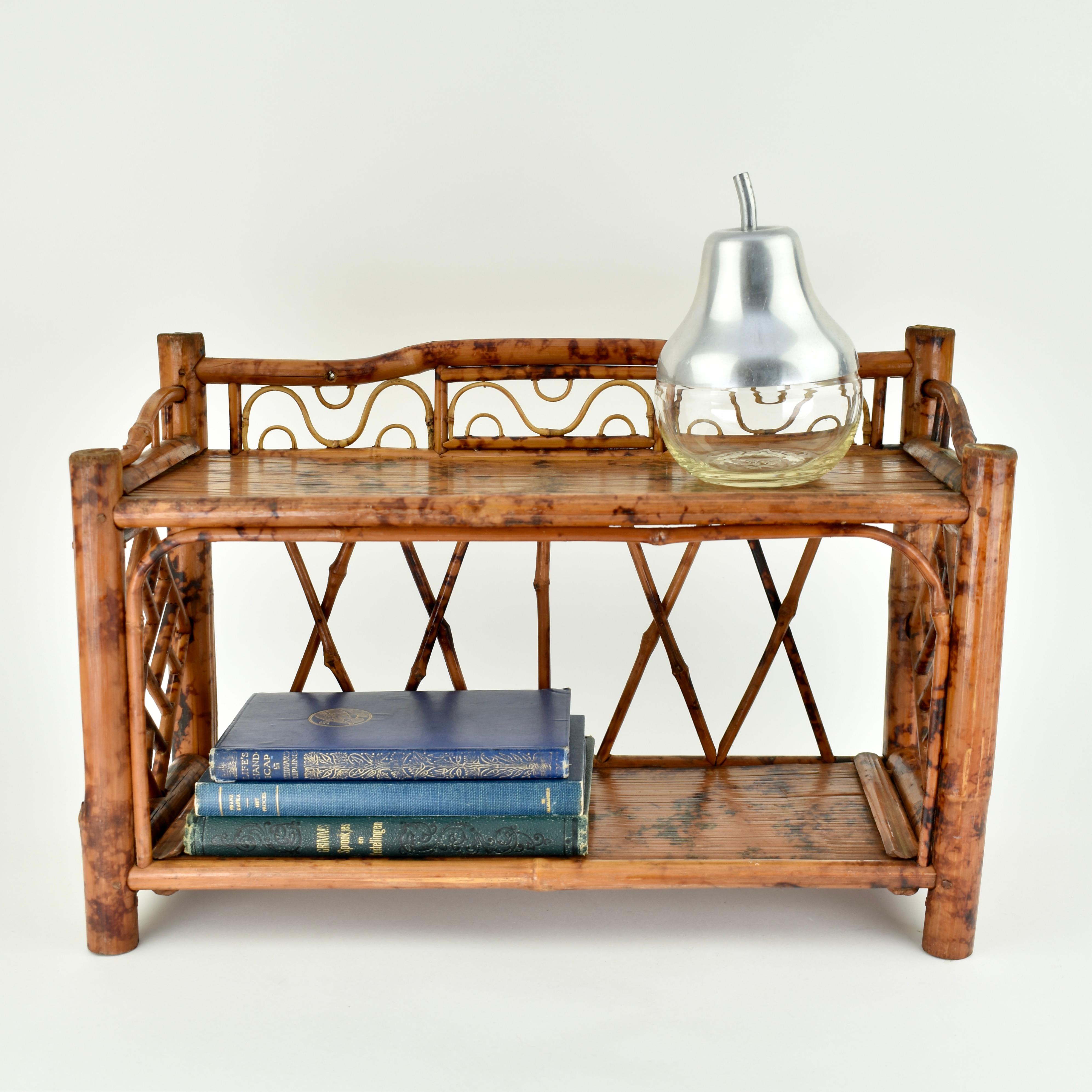 Mid Century Tortoise Bamboo Wall Shelf 4
