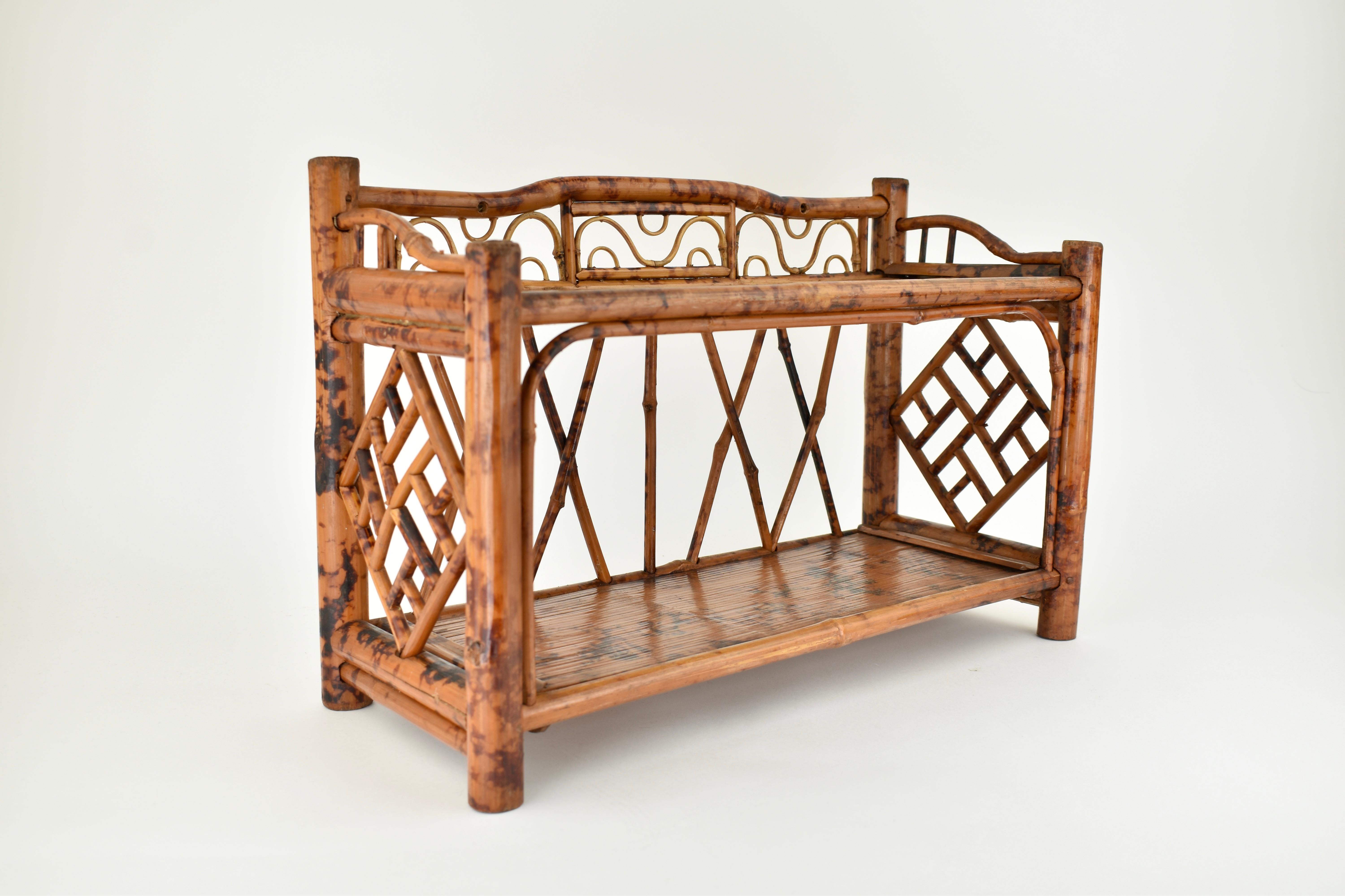 Mid-Century Modern Mid Century Tortoise Bamboo Wall Shelf