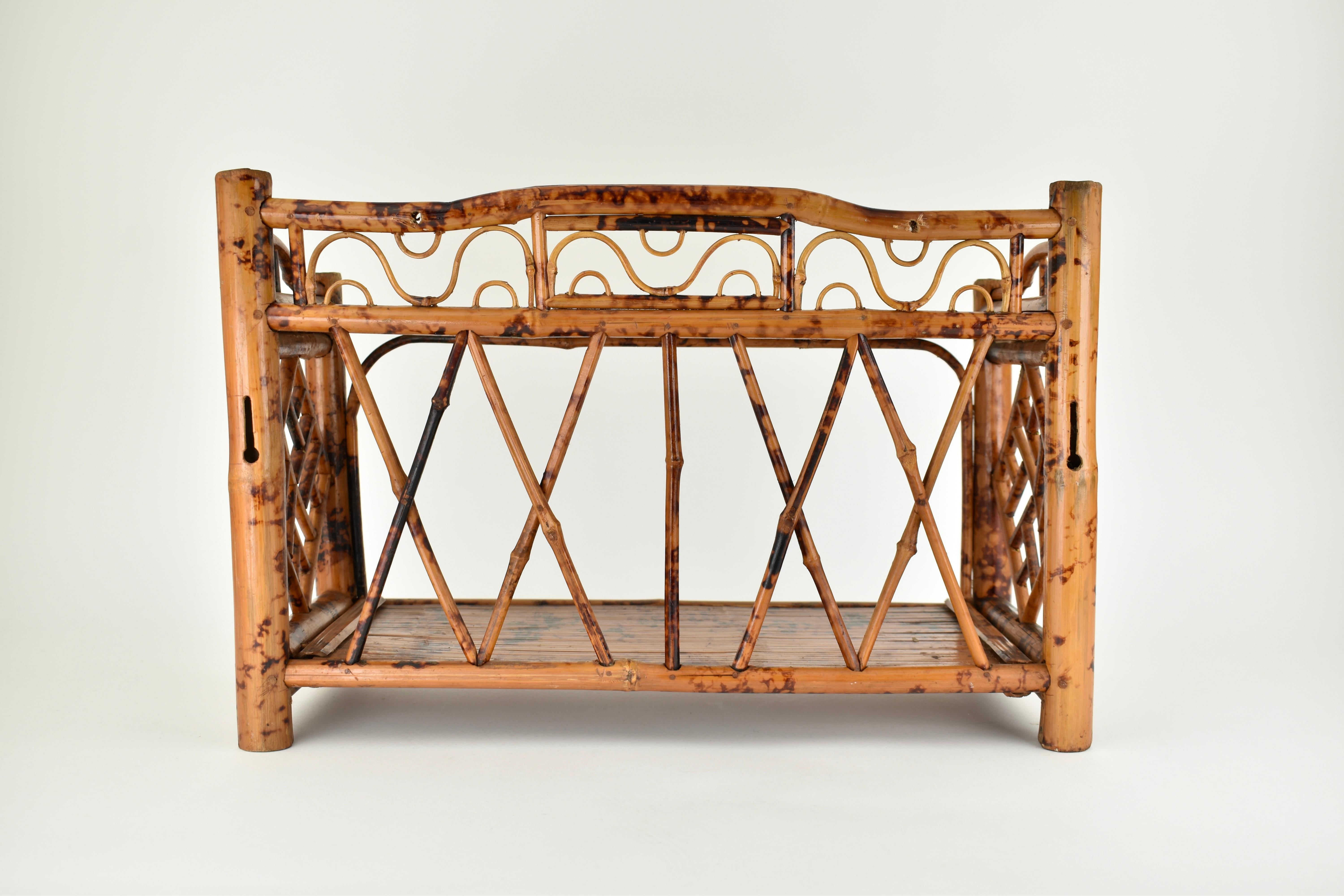 Late 20th Century Mid Century Tortoise Bamboo Wall Shelf