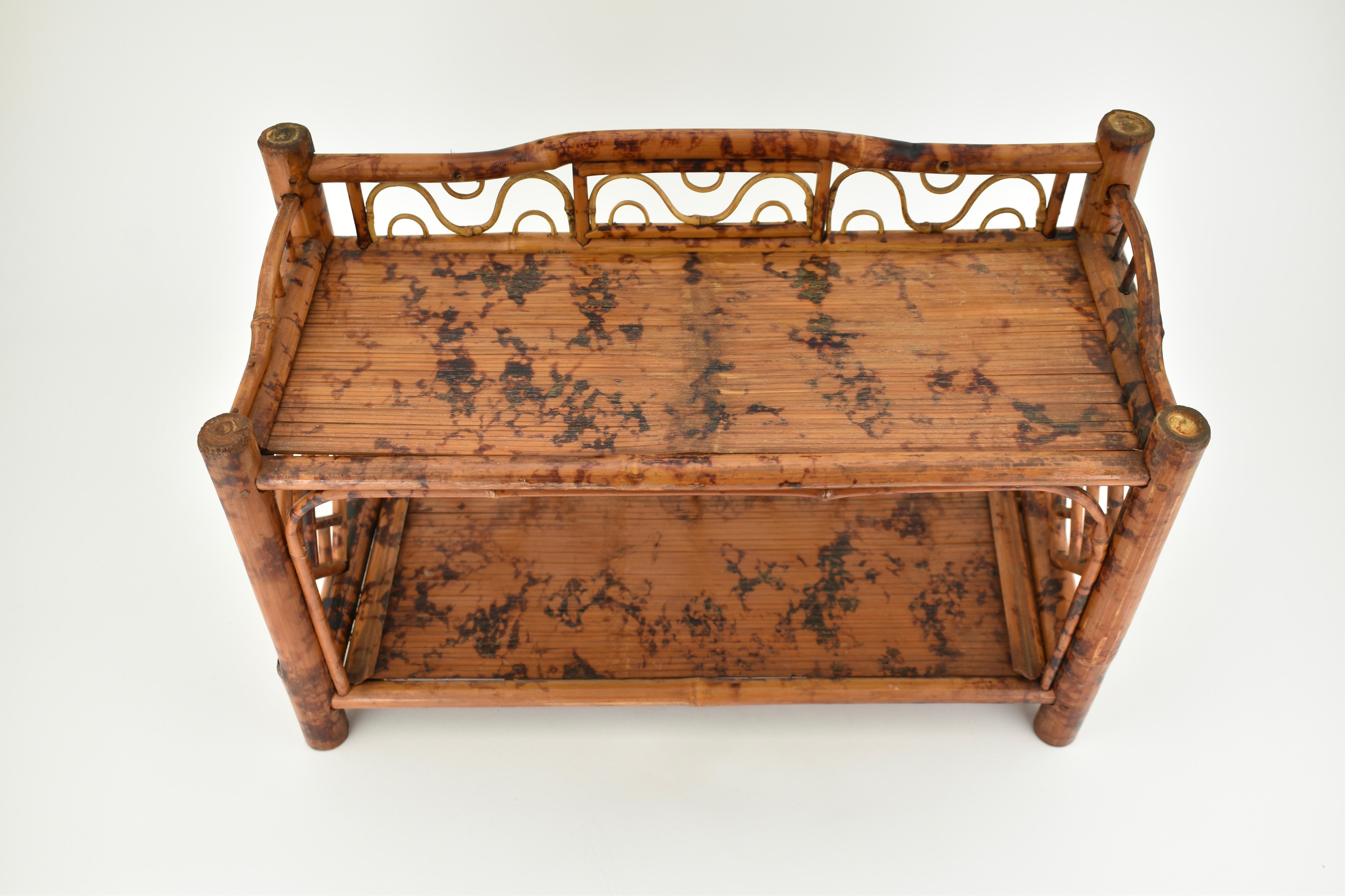 Mid Century Tortoise Bamboo Wall Shelf 1