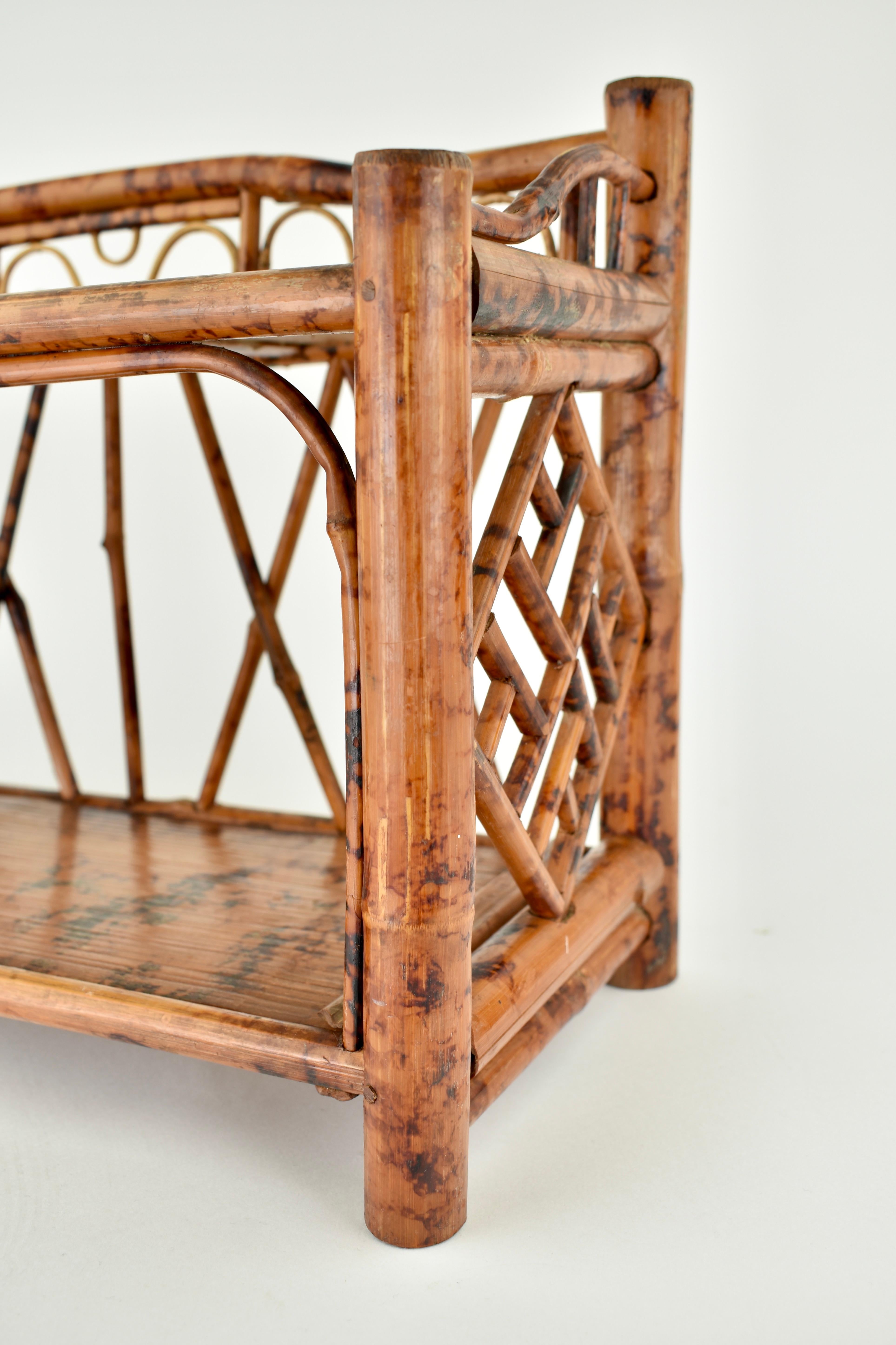 Mid Century Tortoise Bamboo Wall Shelf 3