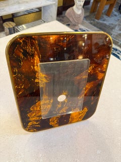 Mid-Century Tortoiseshell Lucite and Brass Picture Frame, 1970s