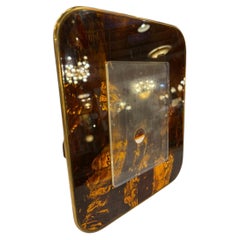 Mid-Century Tortoiseshell Lucite and Brass Picture Frame, 1970s