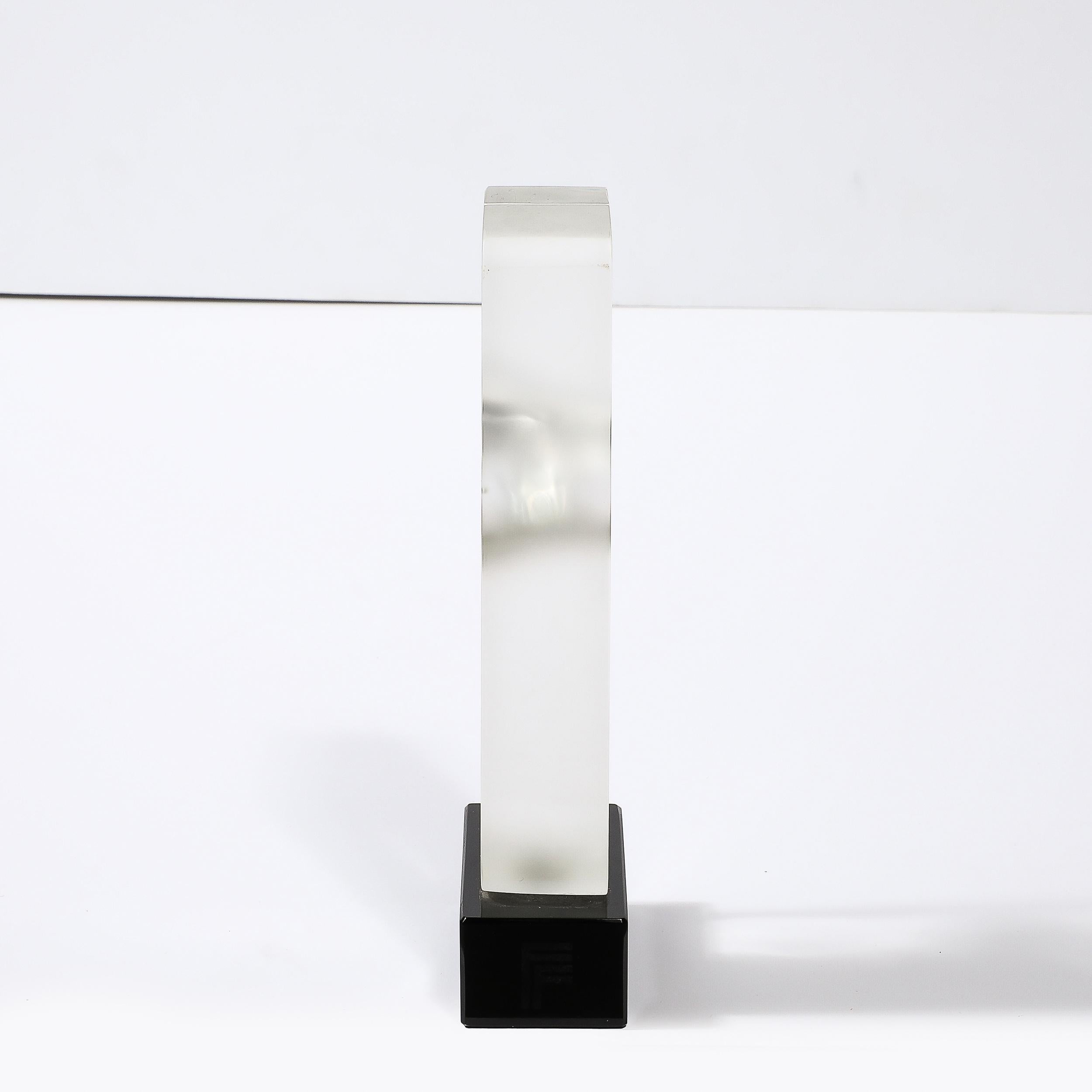 Mid-Century Totem Form Sculpture in Glass W/ Lacquered Base Signed Pierre Dinand For Sale 4